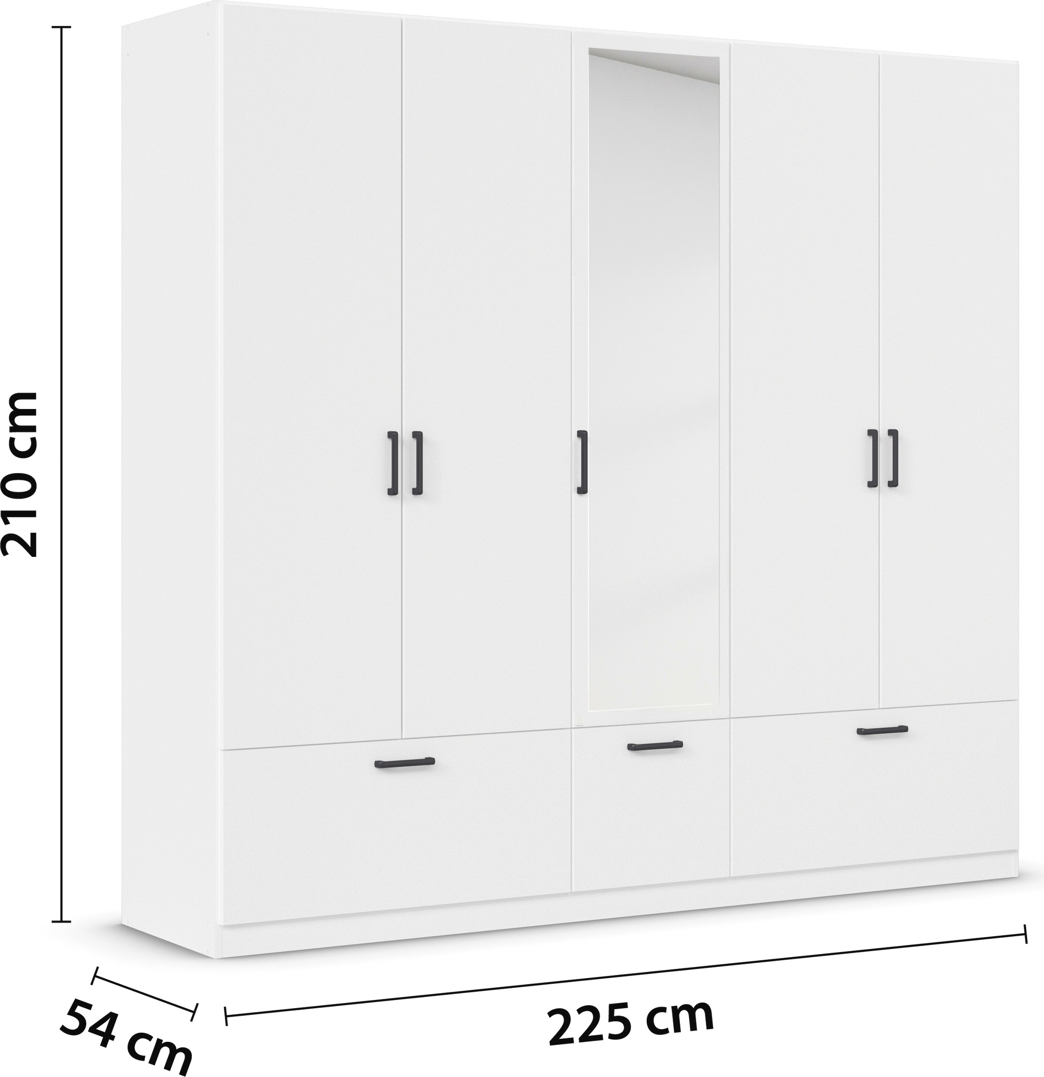 rauch Drehtürenschrank »Kleiderschrank Schrank Garderobe Wäscheschrank BARI mit Spiegel«, mit Schubkästen und modernem Griff in Graumetallic MADE IN GERMANY
