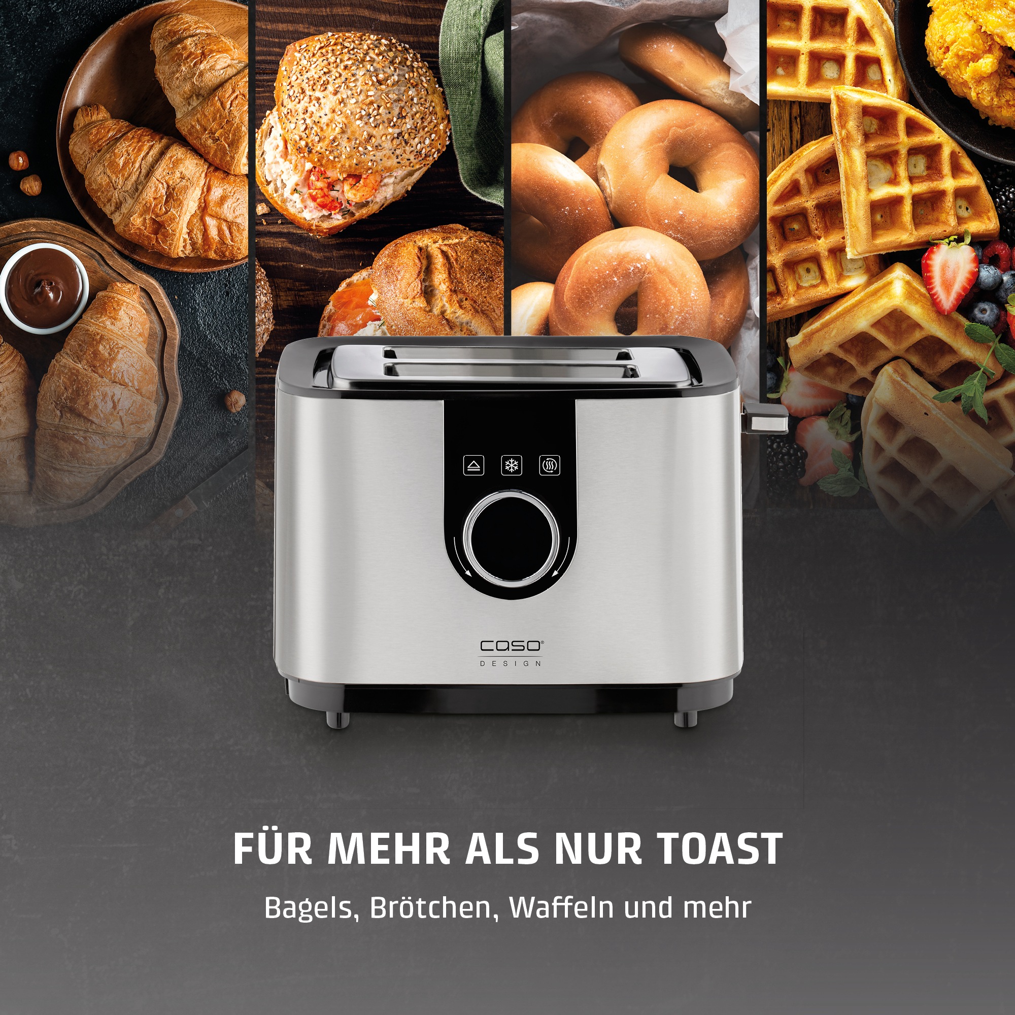 Caso Toaster »2769 Selection T2« 2 kurze Schlitze für 2 Scheiben 920 W Selbstzentrierende Einschübe für eine gleichmäßige Bräunung