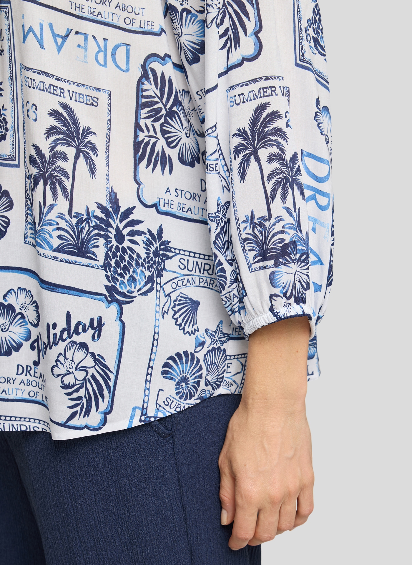 Rabe Schlupfbluse 3/4-Arm mit Allover-Druck