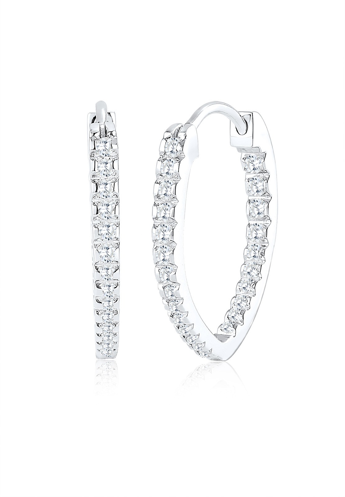 Elli Paar Creolen »Ohrringe Creolen Oval Zirkonia Weiß 925 Sterling Silber«