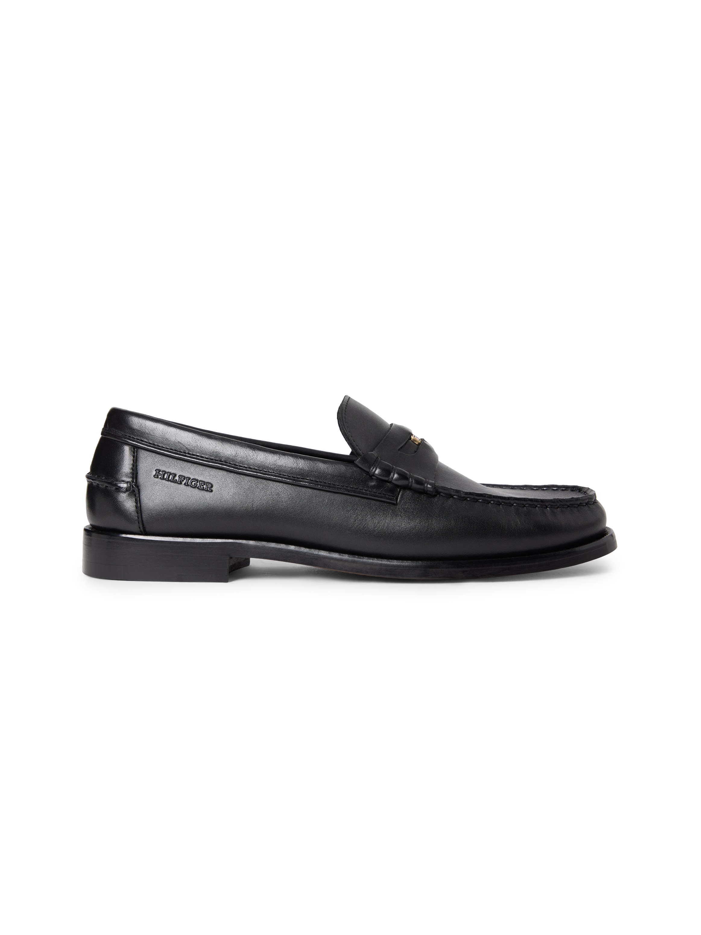 Tommy Hilfiger Loafer »HILFIGER PENNY CRUST LTH LOAFER«  Slipper, Businessschuh mit Zierriegel und Penny