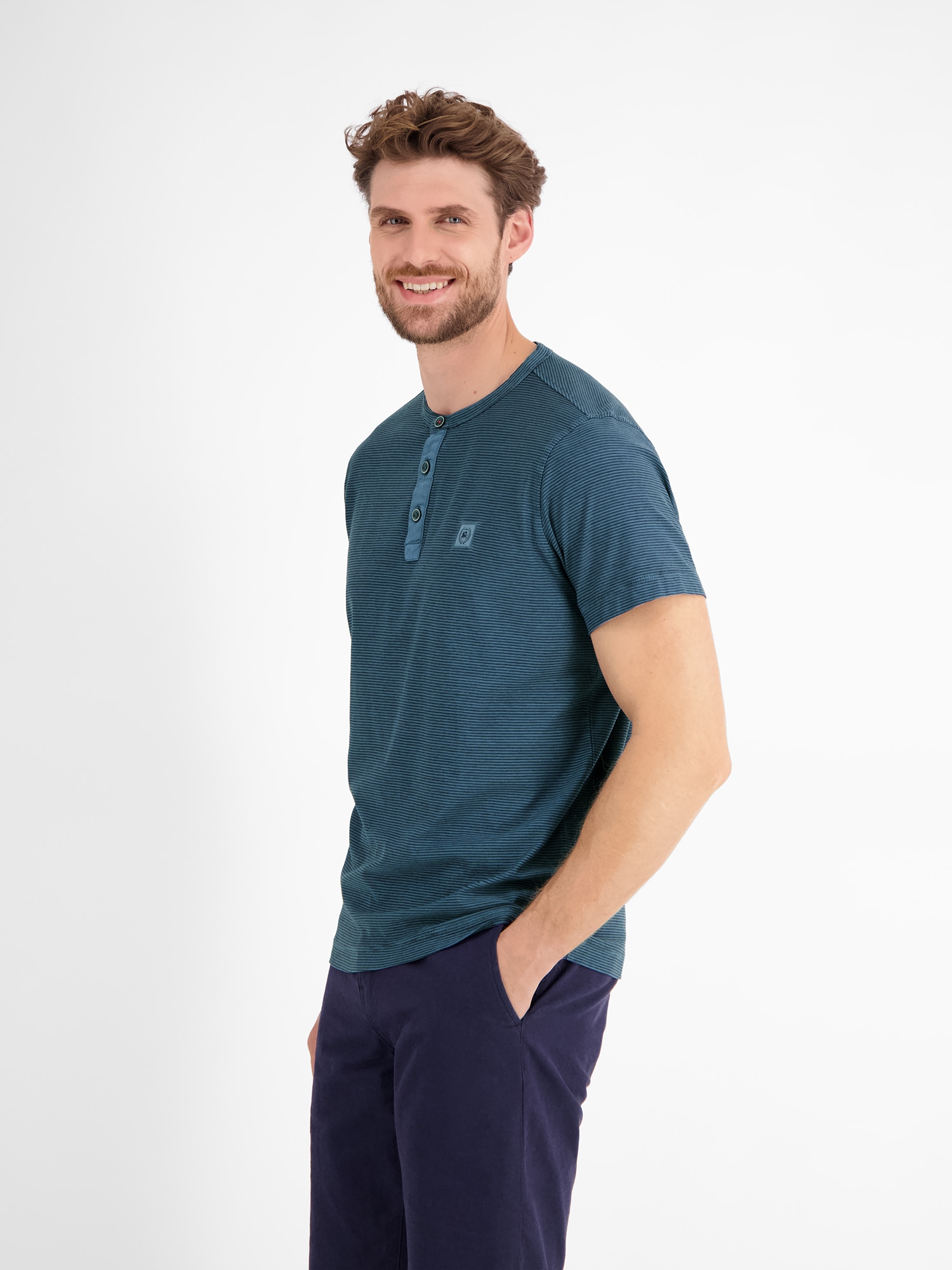 LERROS Henleyshirt »LERROS Herren Serafino-Shirt, gestreift«