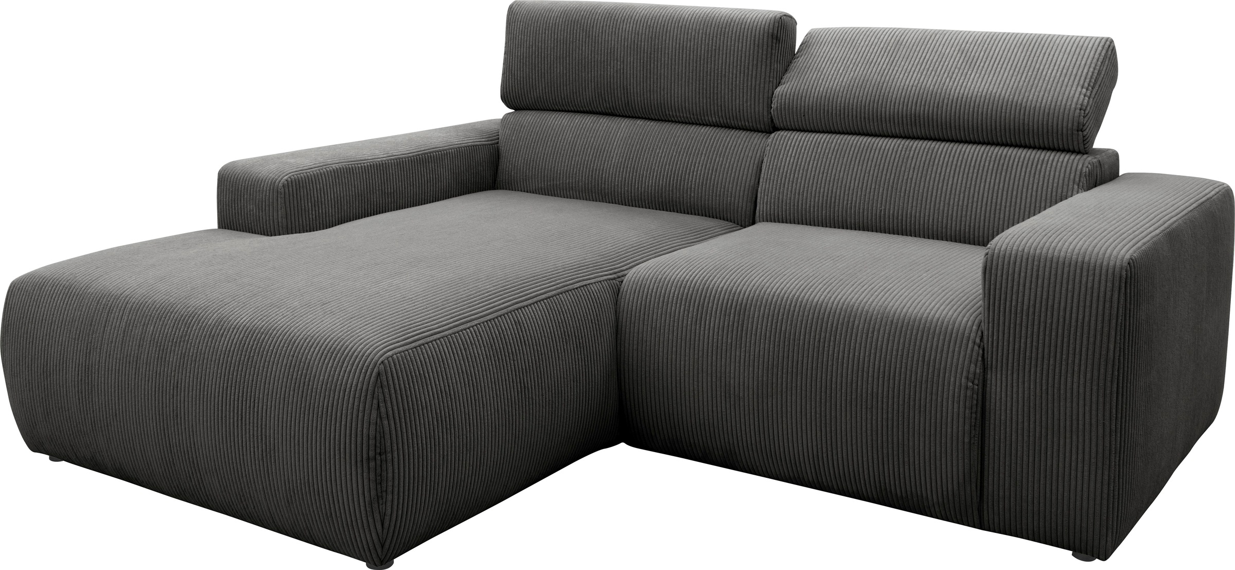 DOMO collection Ecksofa »Brandon B/T: 214/175 cm, belastbar bis 140kg/ Sitz, L-Form«, Cord, grau