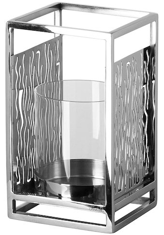 Windlicht »Kerzenhalter NICOSA«, (1 St.), aus Edelstahl und Glas, mit ausgestanzten...