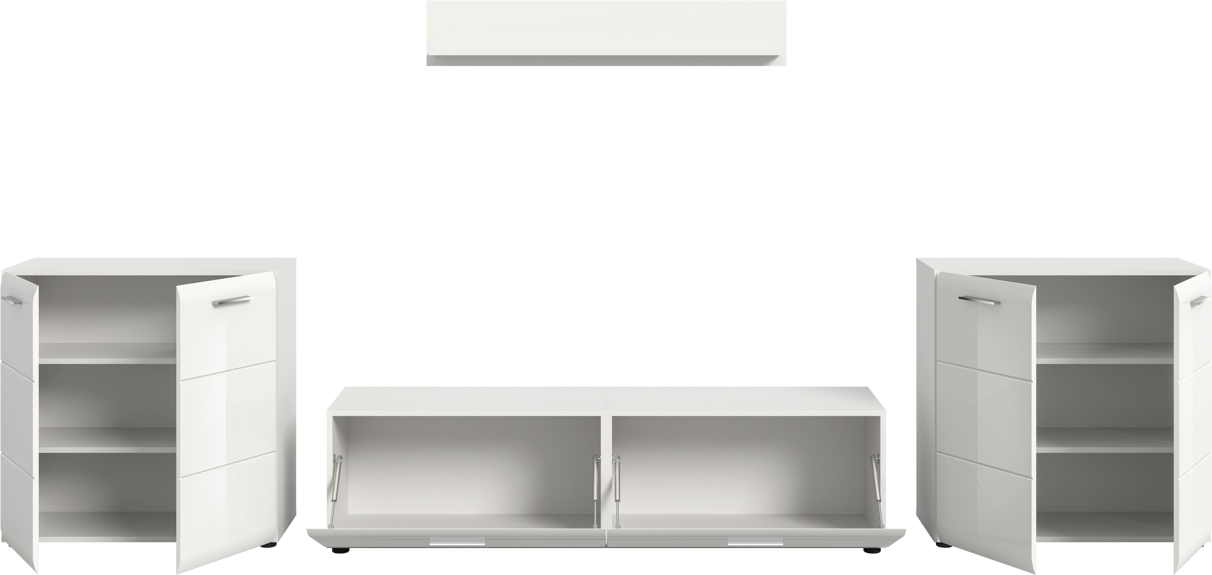 INOSIGN Wohnwand »FLORENZ, 4-teilige Wohn-Kombination, hochwertige MDF-Front« Set, Set, best. aus: 2 Kommoden, 1 Lowboard, 1 Wandboard, 4 Stk. tlg.