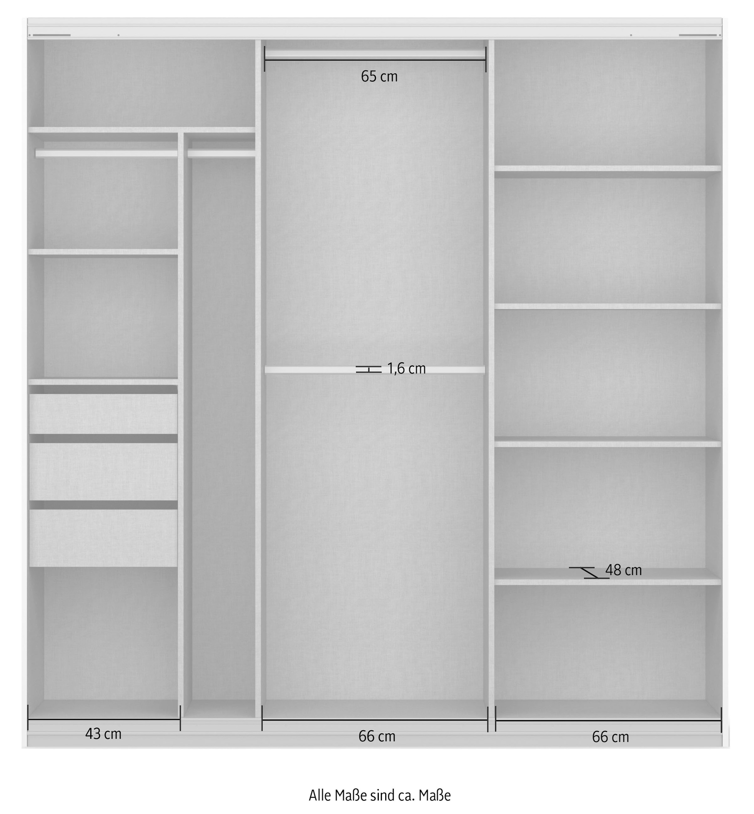 rauch Schwebetürenschrank »Kleiderschrank Schrank Garderobe OTELI inkl. 3 Innenschubladen« Breiten 211/278/323/368 cm Höhen 214/233 cm,  inkl. Passepartout optional mit Beleuchtung MADE IN GERMANY