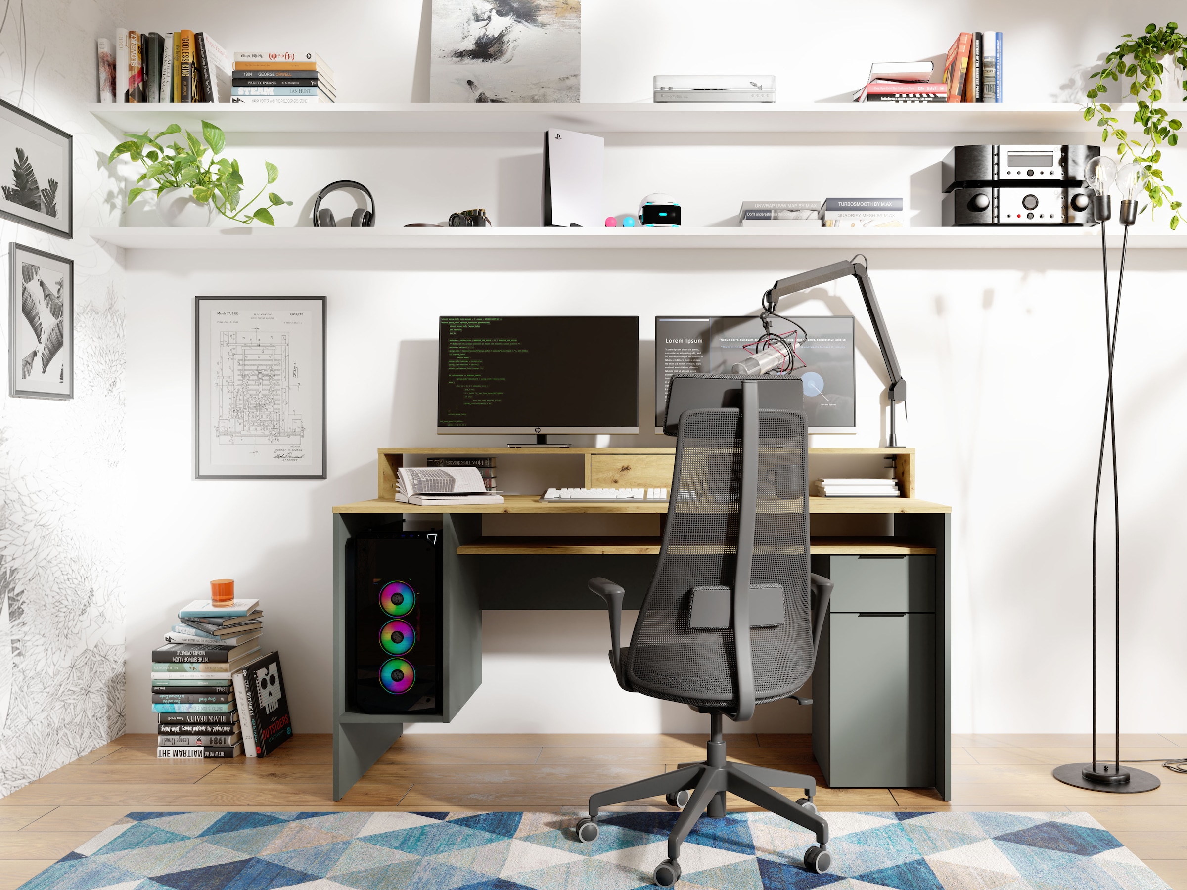 INOSIGN Schreibtisch »Peoria«, Gamingtisch mit Schublade und Monitoraufsatz, Breiten 160 x 70 cm