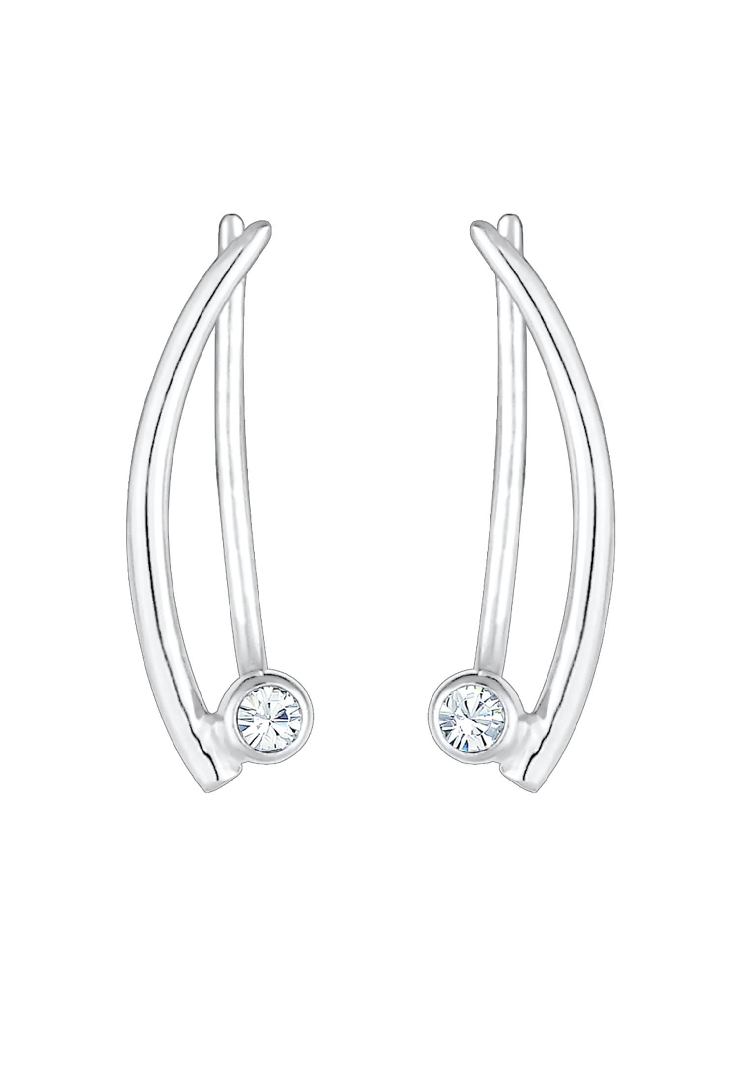 Elli Paar Ohrstecker »Ohrringe Ear Climber Glas Kristalle Weiß 925 Sterling Silber«