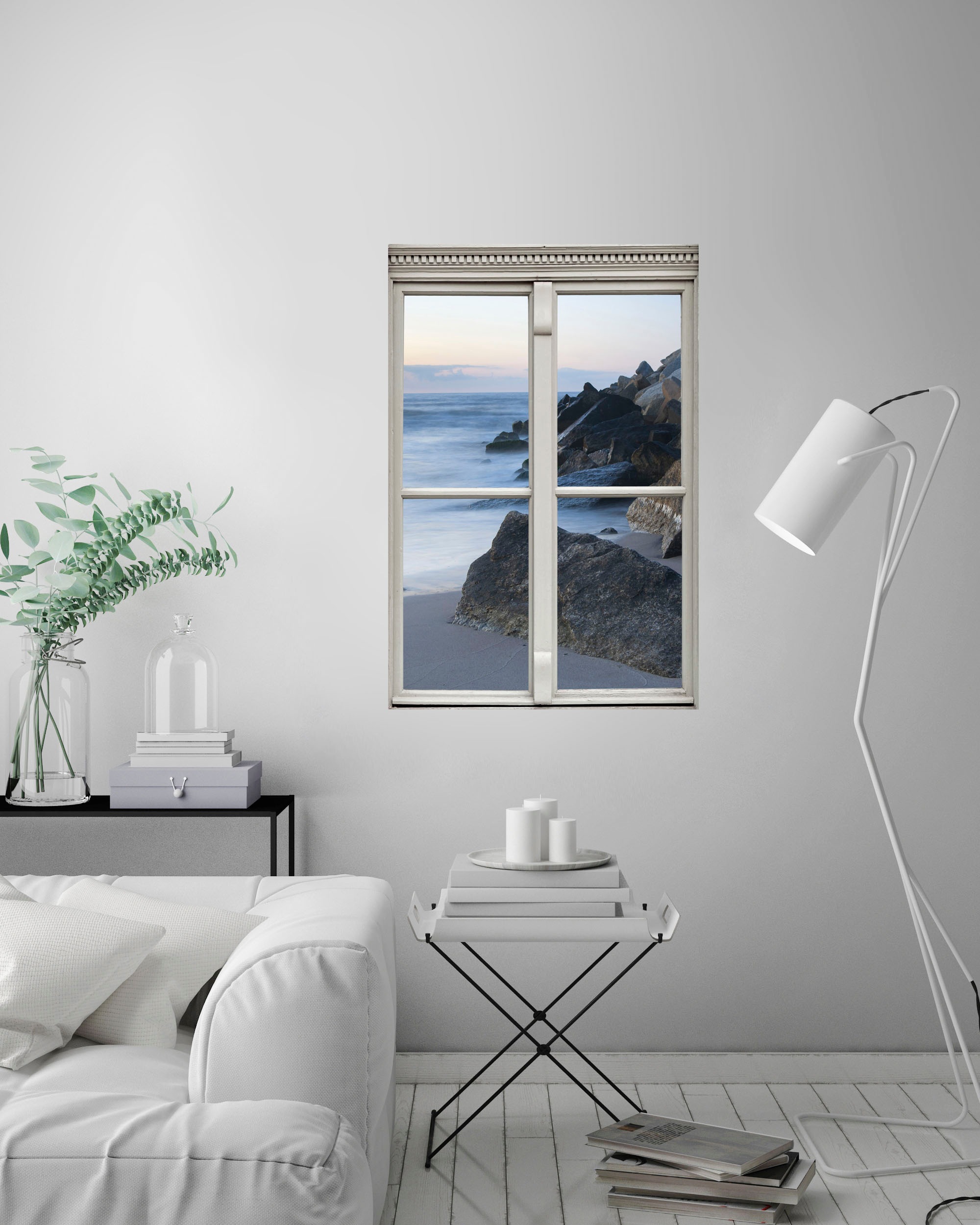 queence Wandsticker »Küste« Wandsticker, Wandbild, selbstklebend, 3D, Fenster