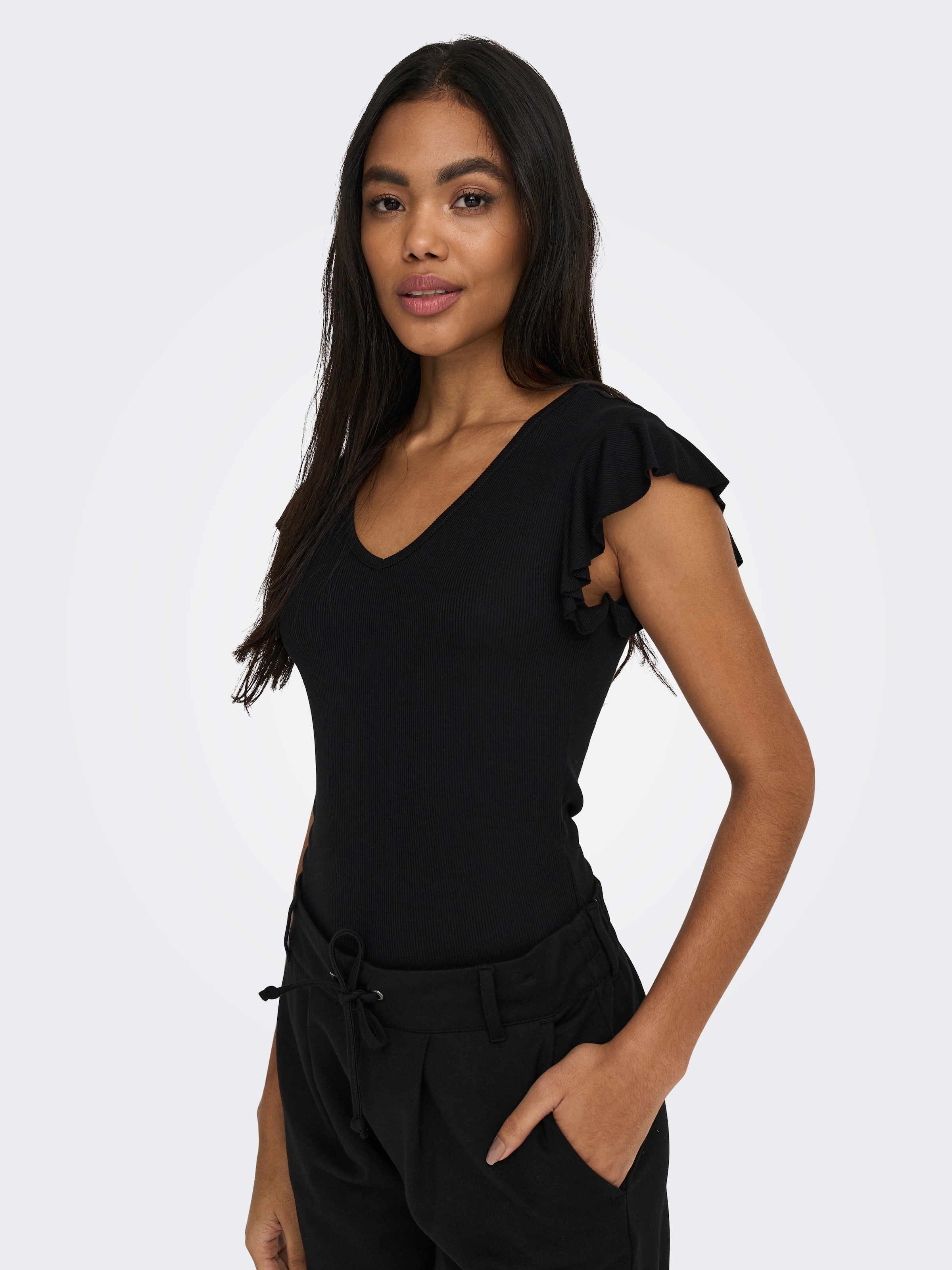ONLY V-Shirt »ONLBELIA – V-Ausschnitt für femininen Sommerkomfort« Viskosemischung, regular fit, Rundhals