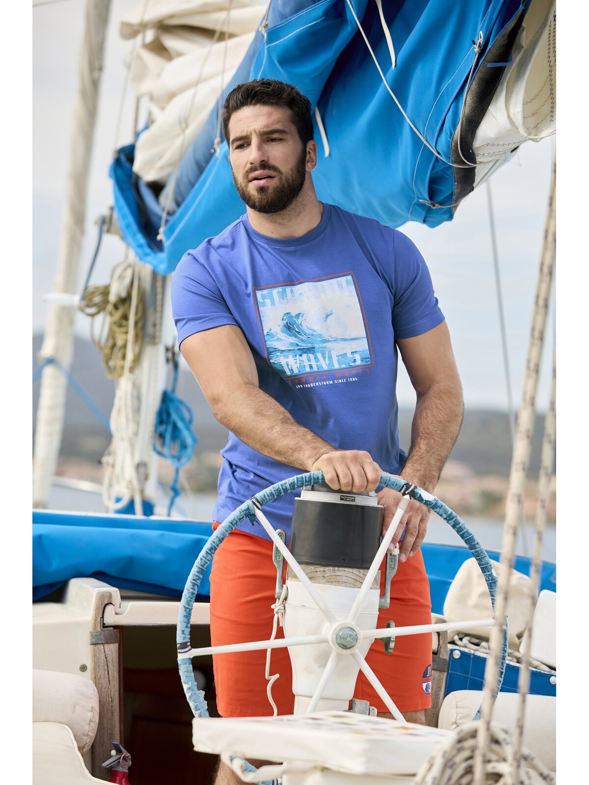 Jan Vanderstorm Rundhalsshirt »T-Shirt GERFRIED«, (1 tlg.), mit Wellen-Print
