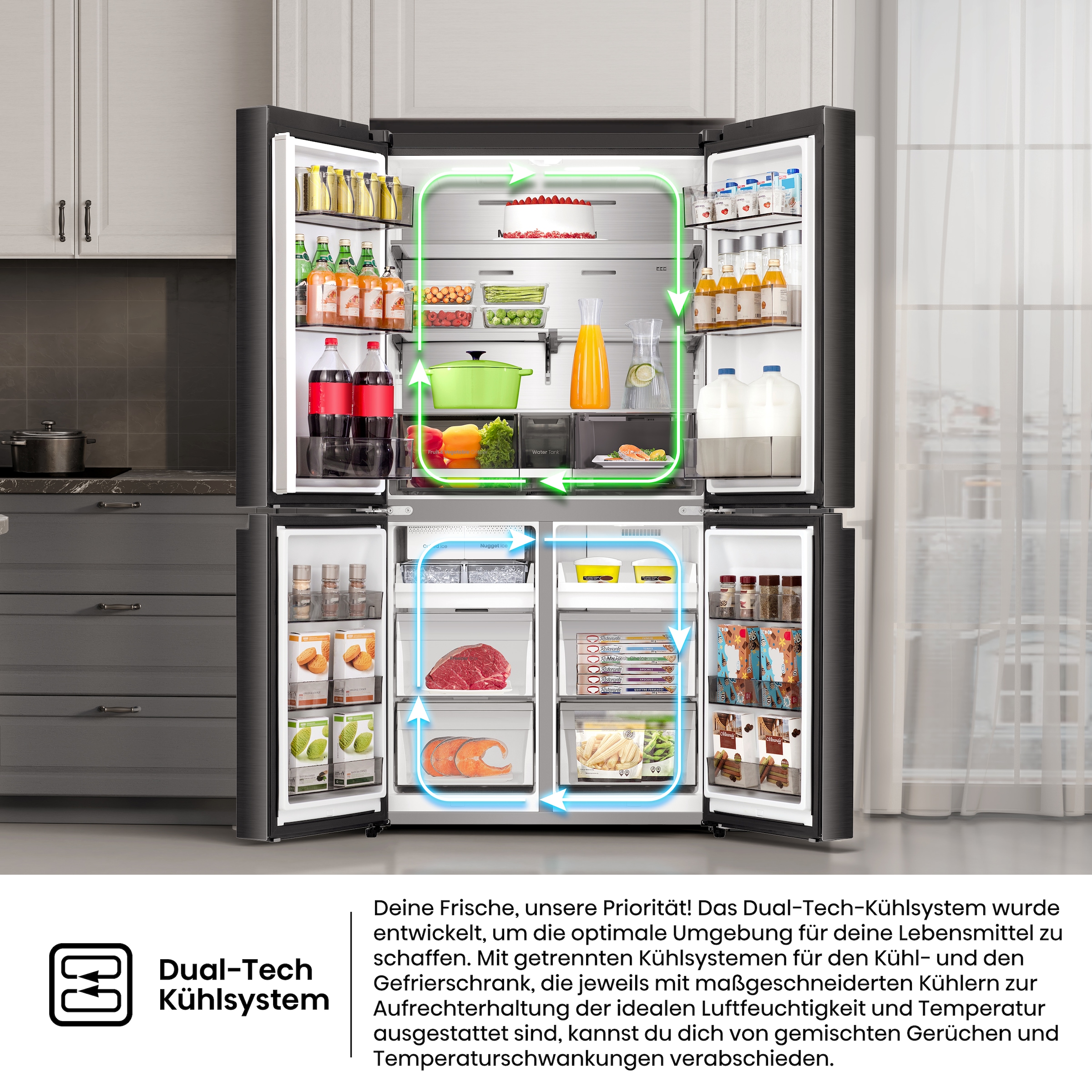 Hisense Multi Door »RQ5P640SYKD« 179 cm hoch 91 cm breit DualTech-Kühlsystem, MetalCooling, Wasser-/Eisspender