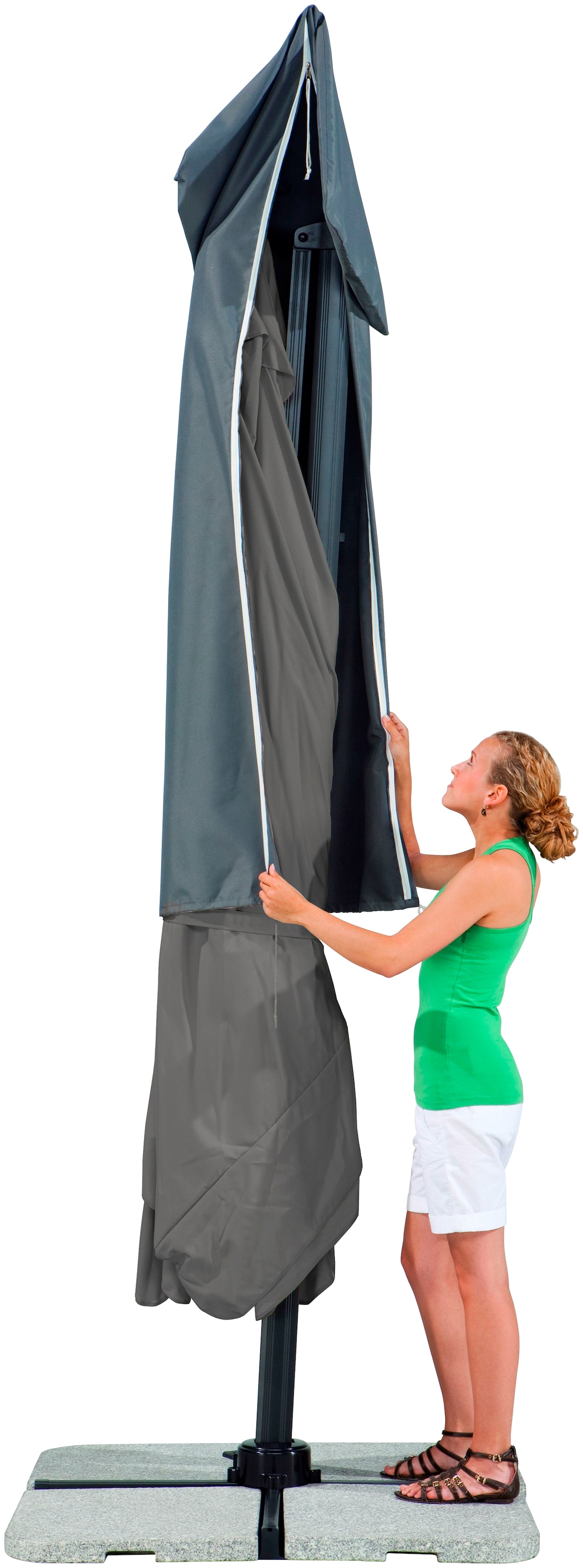 Schneider Schirme Ampelschirm »Rhodos« mit Schutzhülle und Schirmständer, ohne Wegeplatten