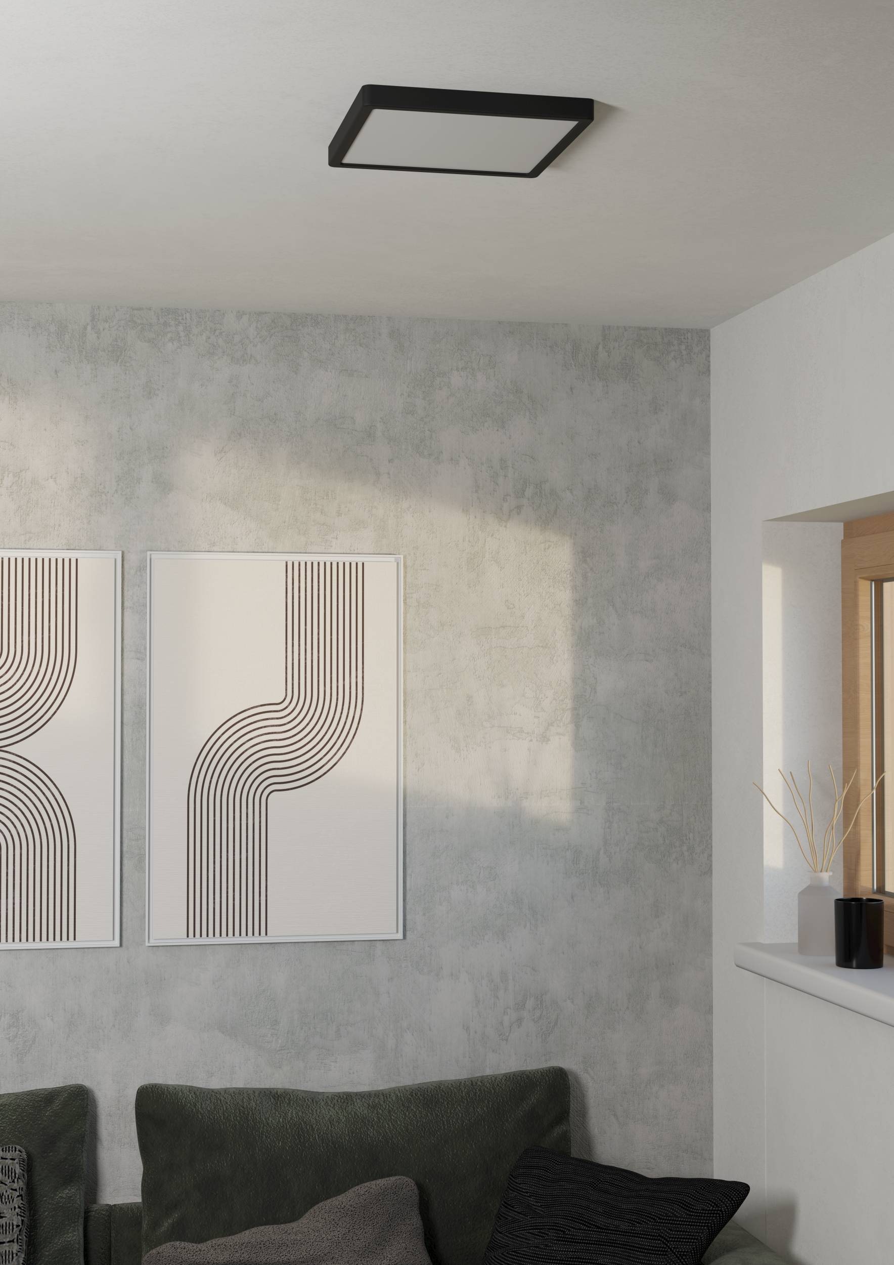 EGLO Aufbauleuchte »Fueva 6 Deckenleuchte, Aufbaulampe, Kunststoff, Deckenbeleuchtung« LED-Modul 1 Stk. Kaltweiß | Neutralweiß | Warmweiß Aufbauleuchte - L29 x B29 x H2,5 cm - schwarz - 13W inkl.