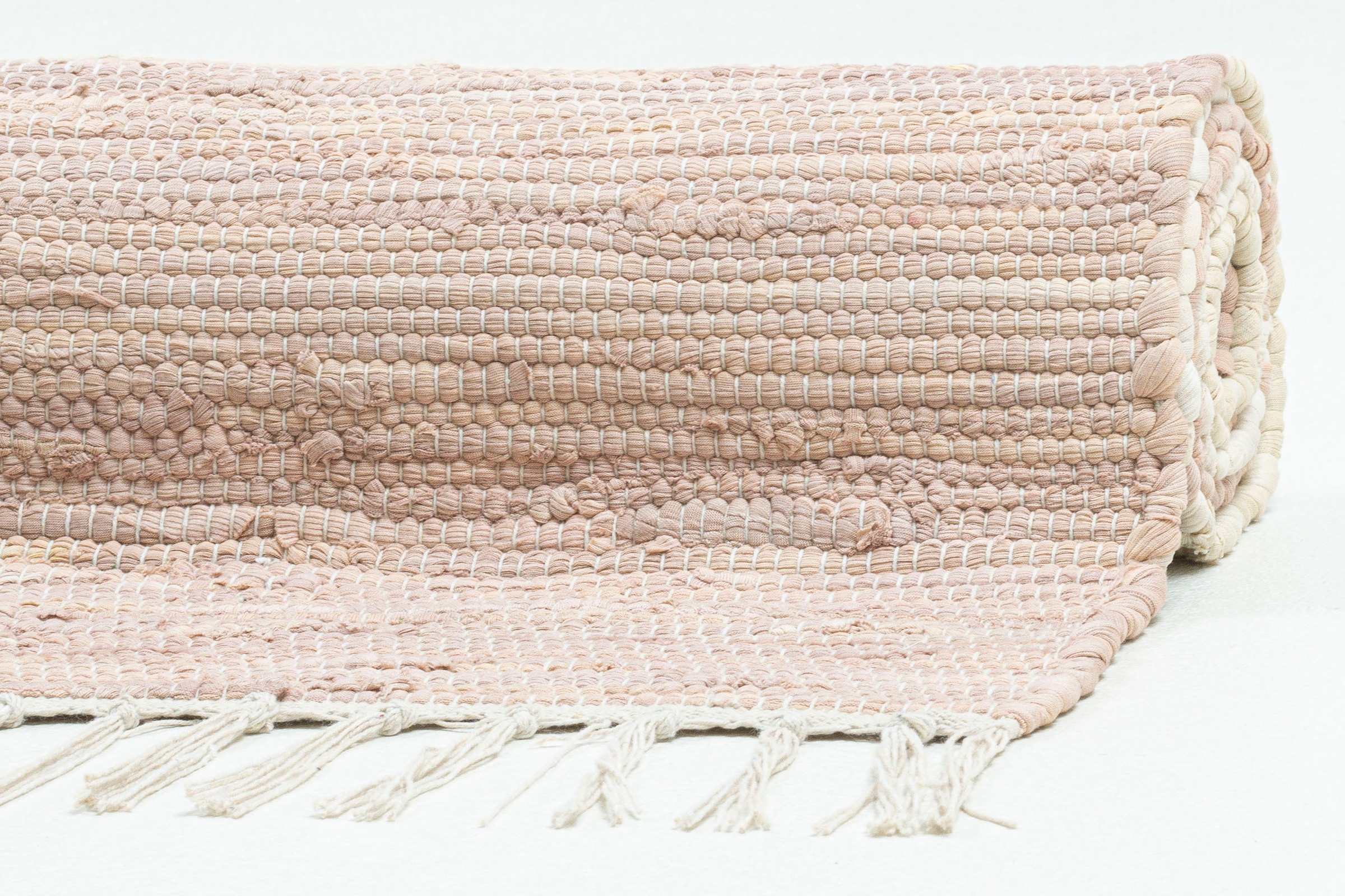THEKO Teppich »Stripe Cotton«, rechteckig, 5 mm Höhe, Flachgewebe, gestreift, reine Baumwolle, handgewebt, mit Fransen