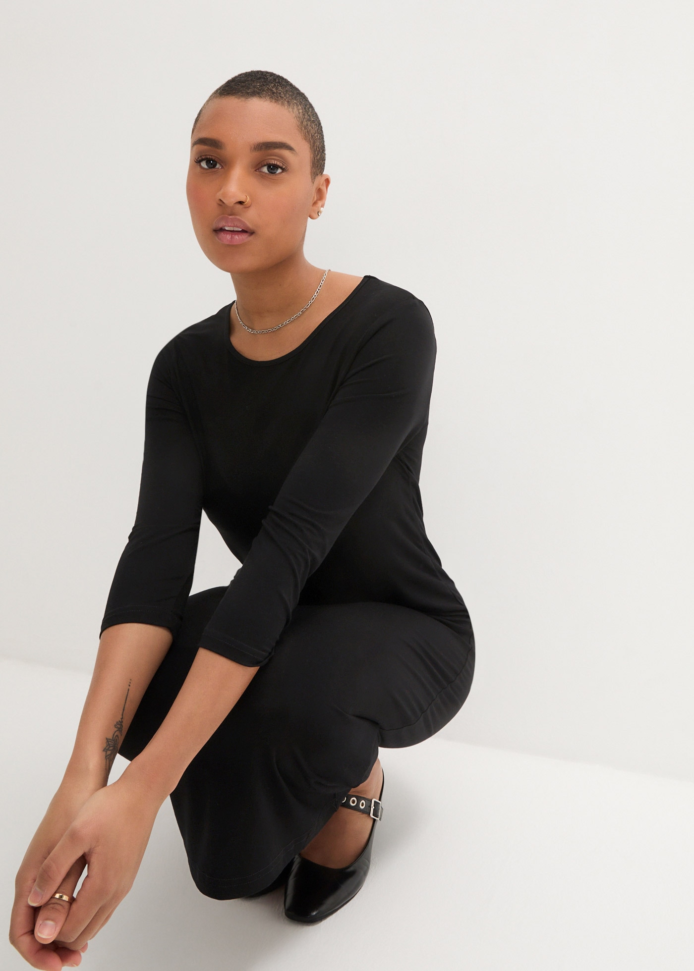 bonprix Shirtkleid 1 tlg. für den Alltag, aus leicht fließendem Material, mit 3/4-Ärmeln