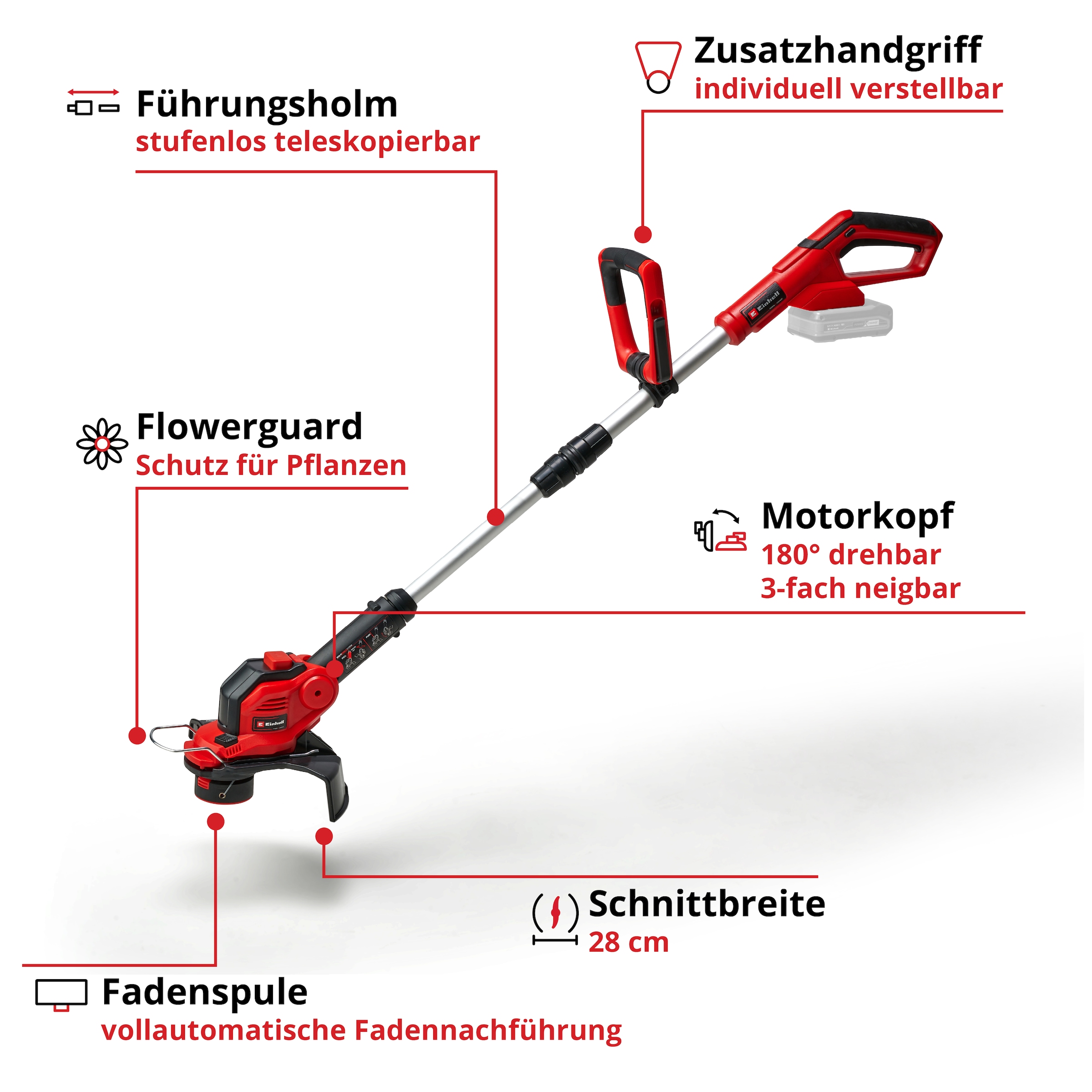 Einhell Akku-Rasentrimmer »»GE-CT 18/280 Li« (1x 2,5 Ah)« Inkl. Akku und Ladegerät