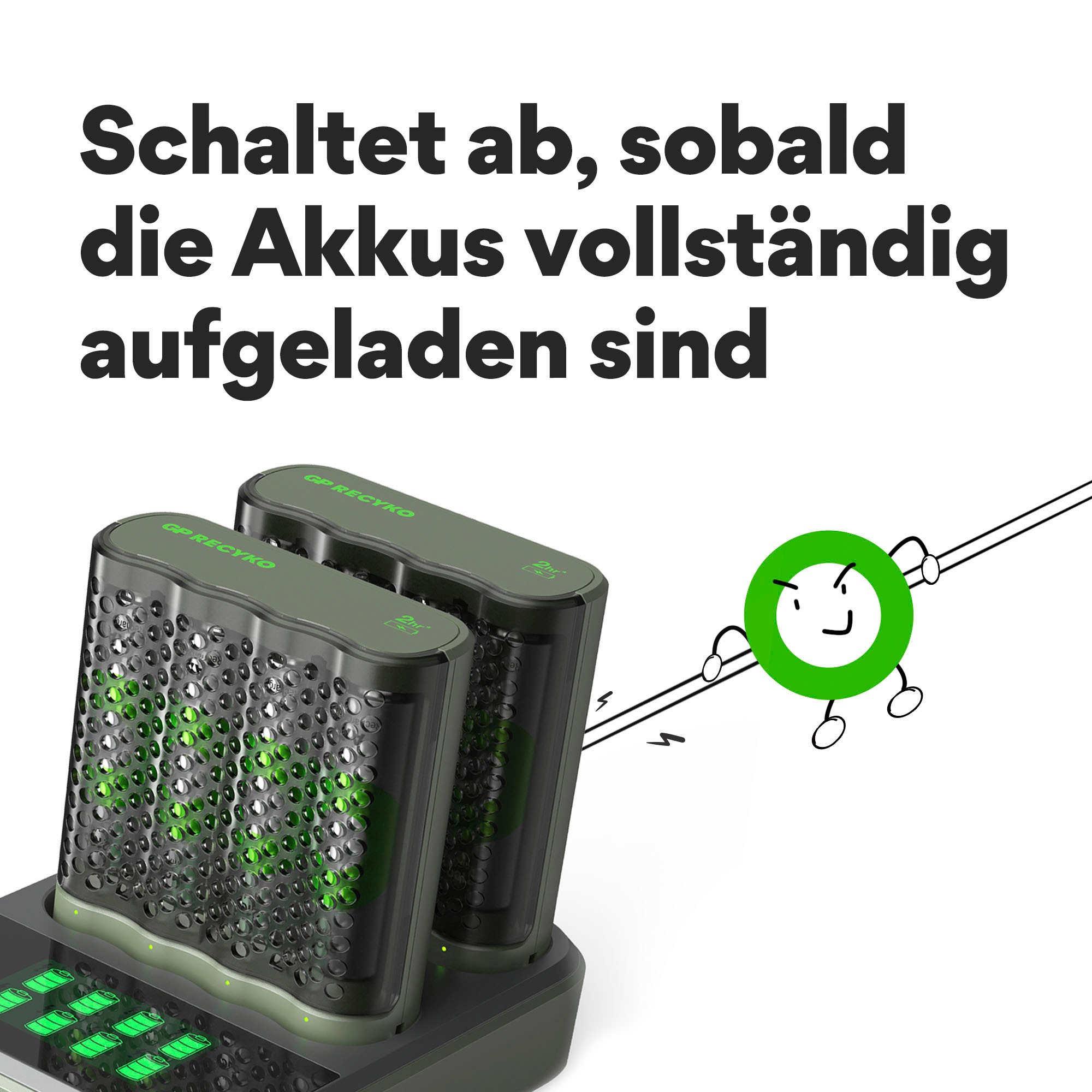 GP Batteries Batterie-Ladegerät »M452 USB 8AA Schnellladung mit Dock«, (Packung, 2 St.)