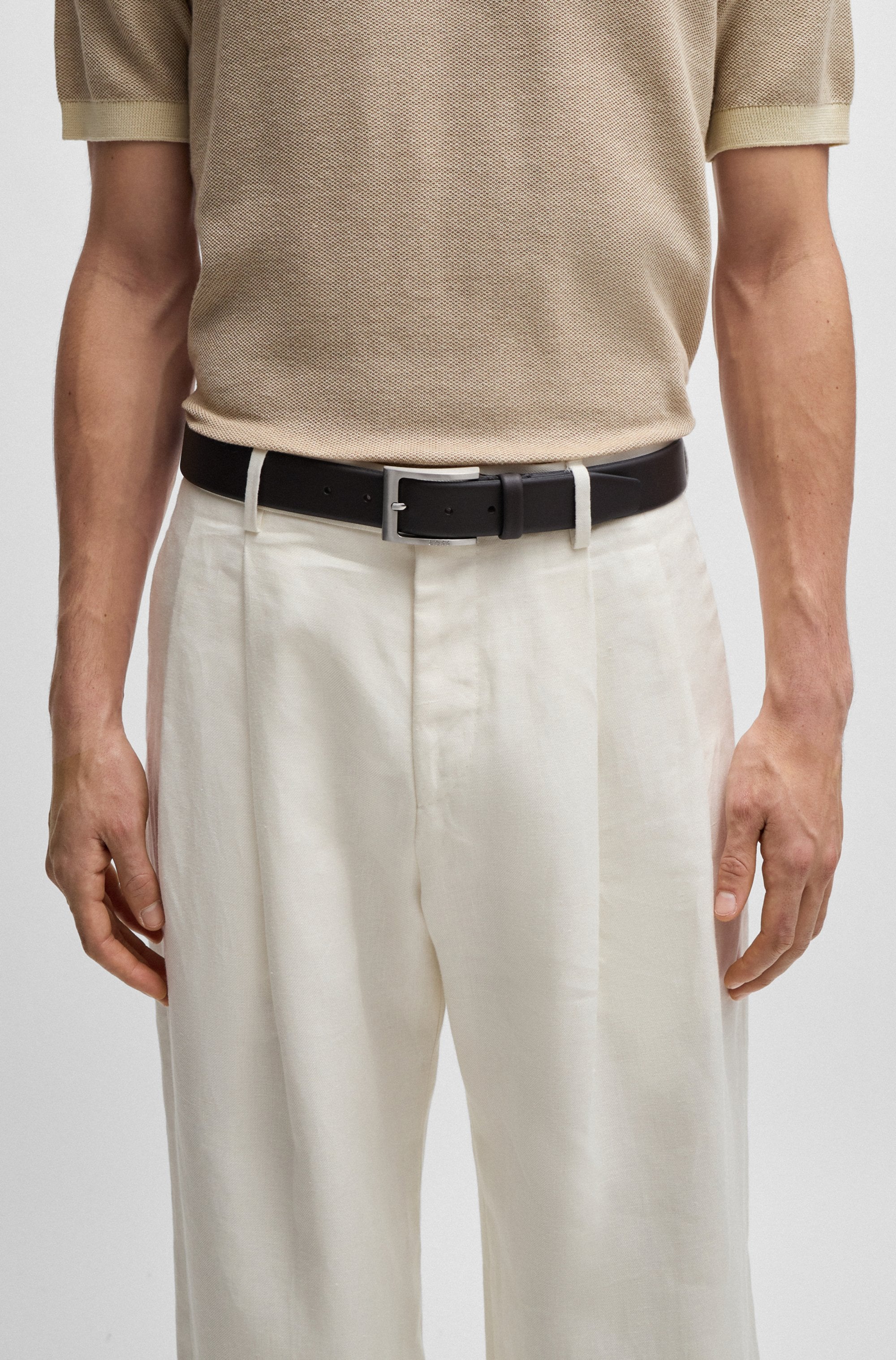 BOSS Ledergürtel aus Nappaleder mit BOSS Logo-Dornschliesse