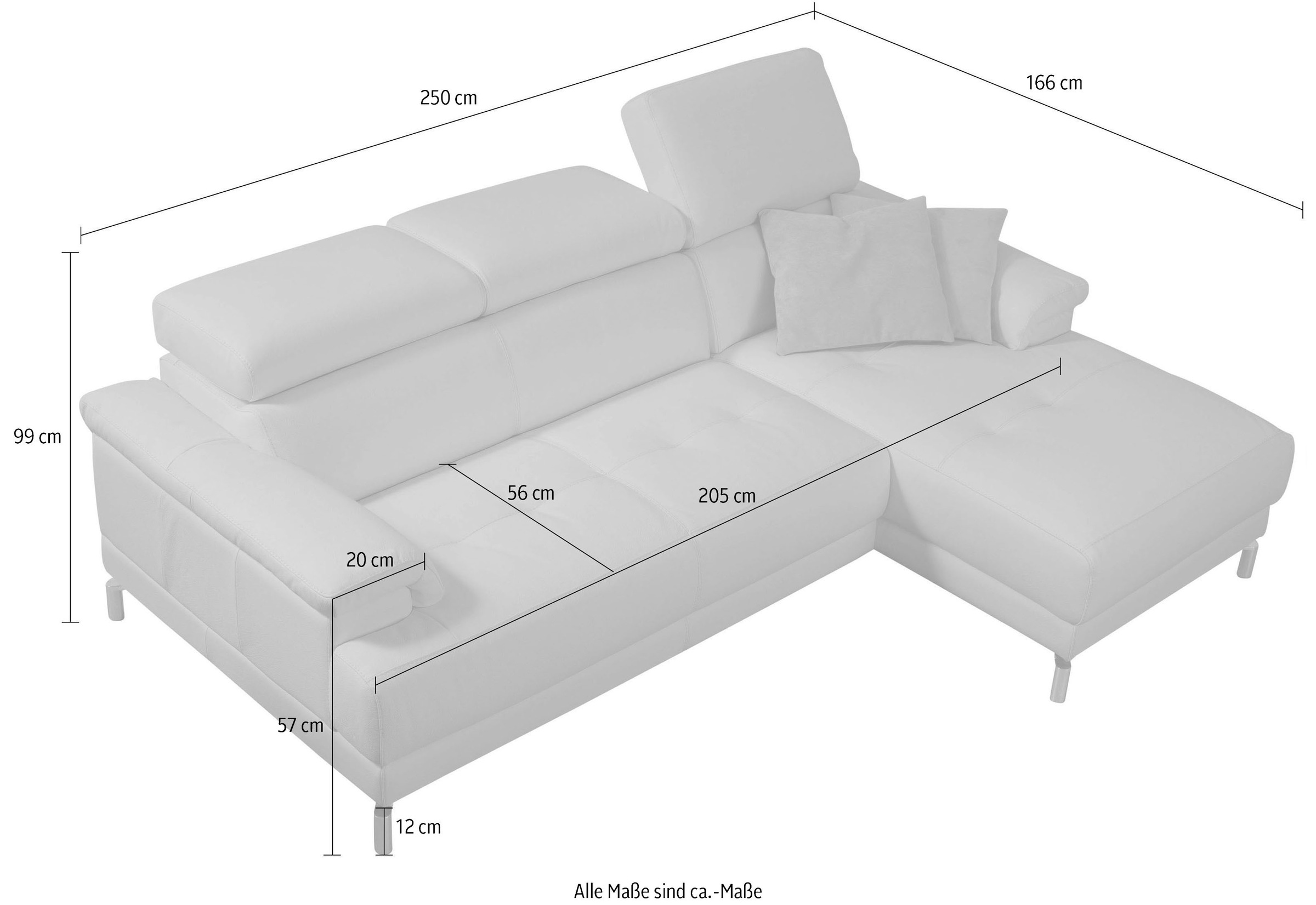 Egoitaliano Ecksofa »Soul, Design und Sitzkomfort auf hohem Niveau, tolle Details, L-Form«, mit Recamiere, inkl. Kopfteilverstellung