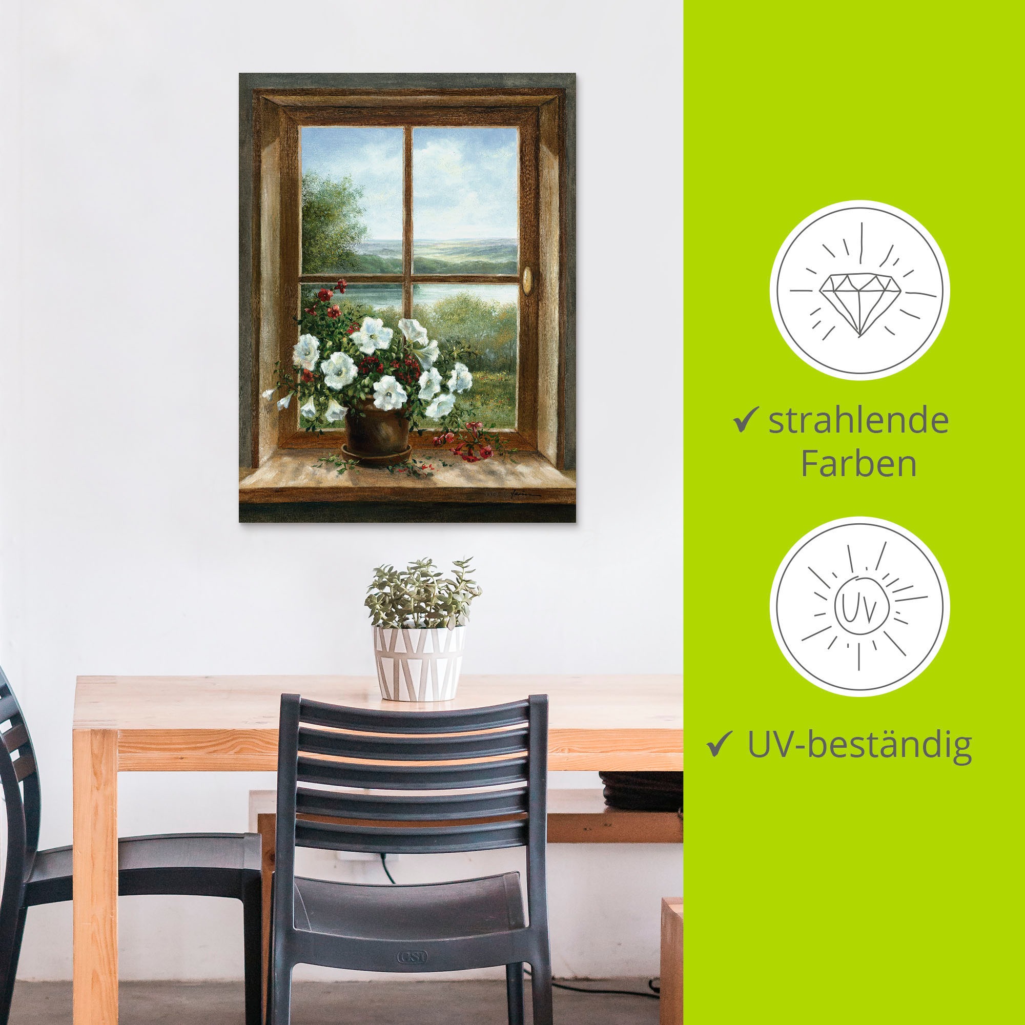 Artland Wandbild »Blumen am Fenster«, Arrangements, (1 St.), als Alubild, Outdoorbild, Leinwandbild, Poster, Wandaufkleber