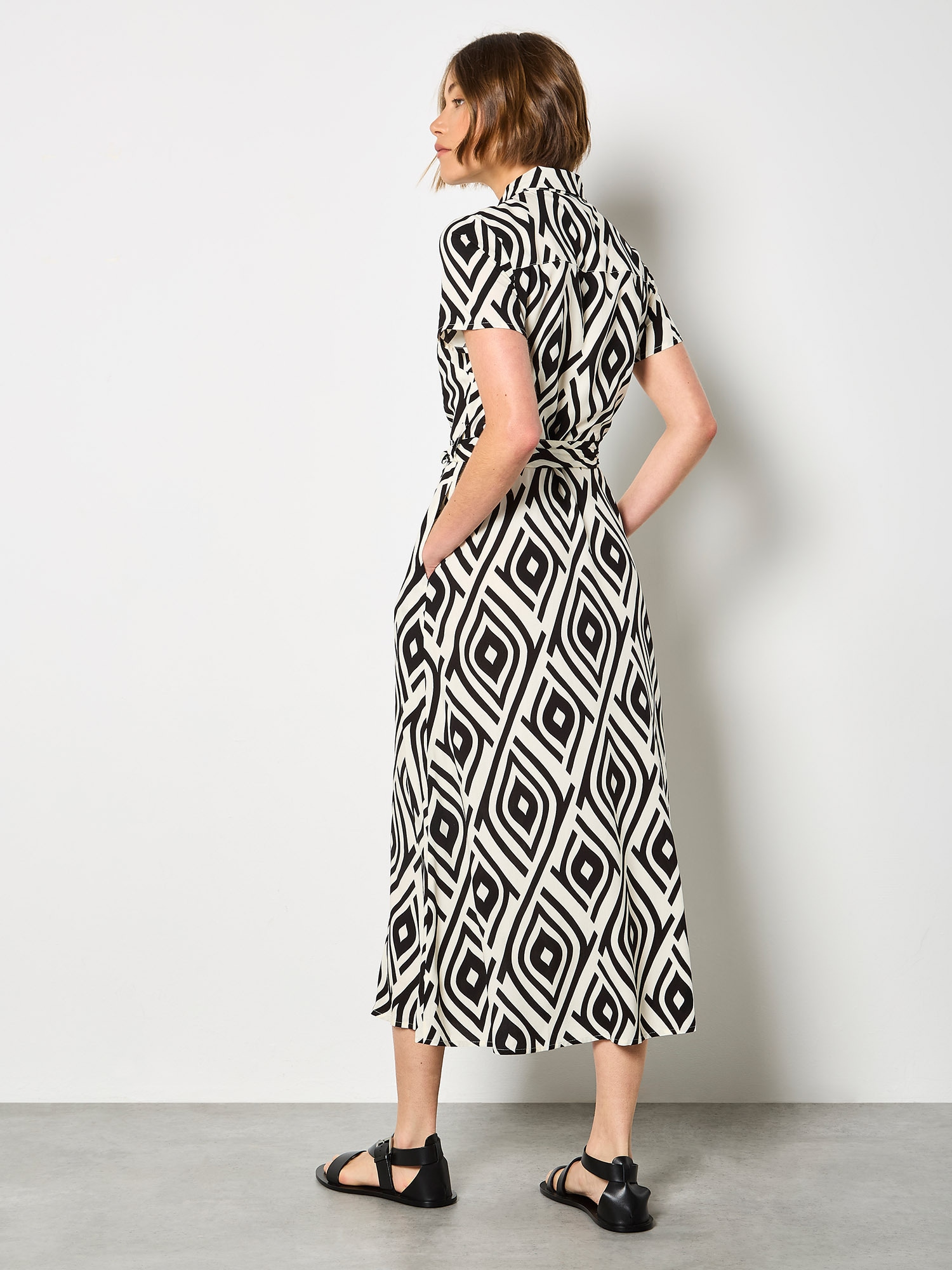 Apricot Druckkleid »Midikleid« mit Bindeband,  mit Bindeband