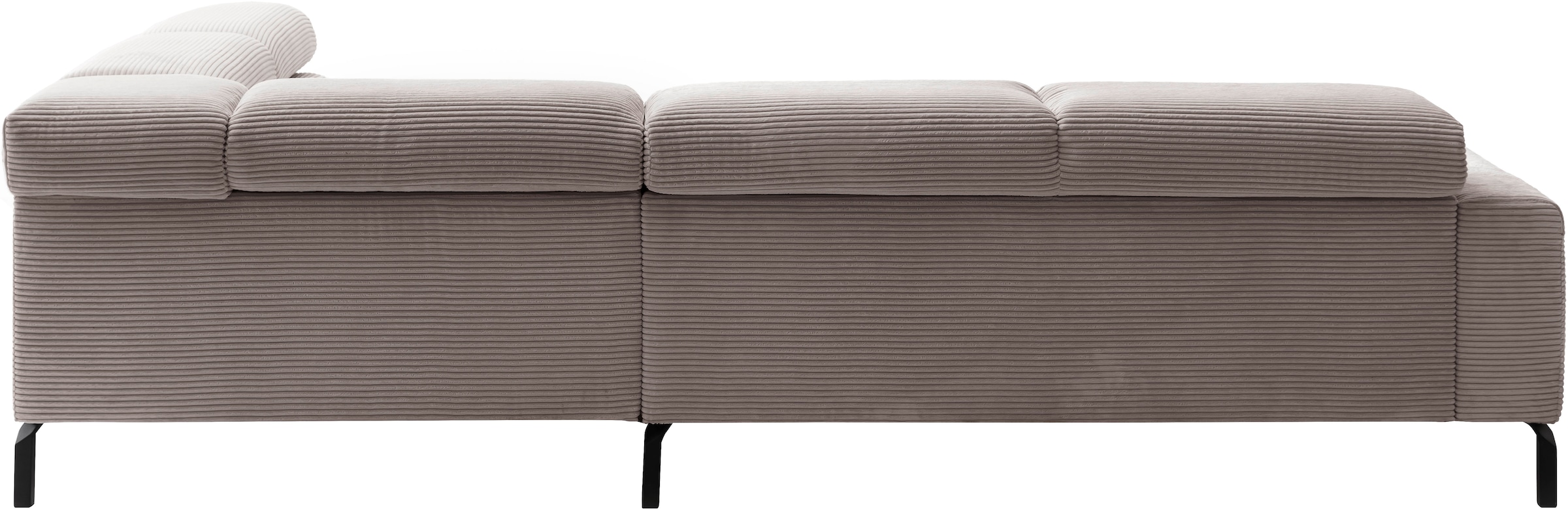 Places of Style Ecksofa »Antonelli, L-Form, inkl. Kopfteilverstellung, Breite 276 cm«, ohne Sitztiefenverstellung, in Cord, taupe