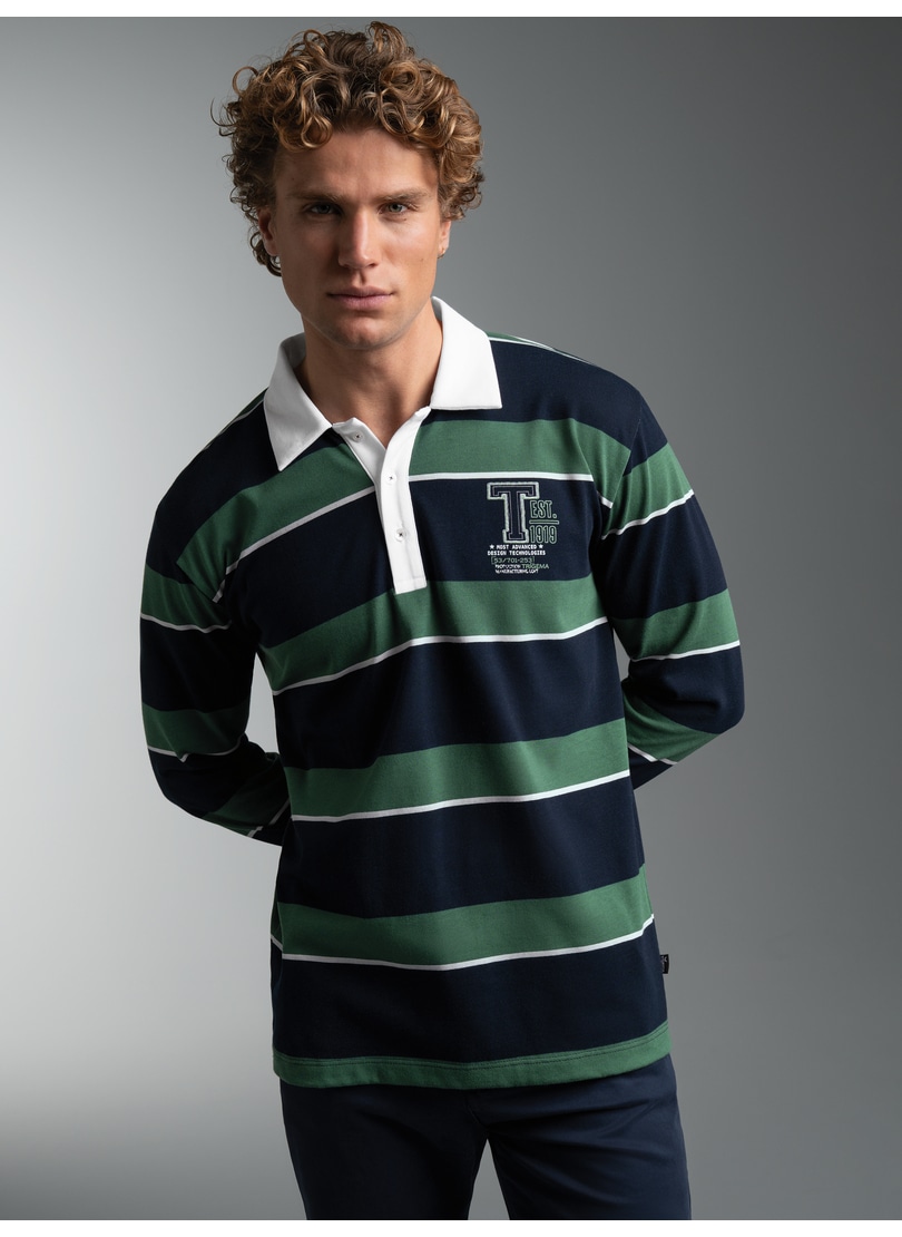 Trigema Poloshirt »TRIGEMA Langarm Poloshirt mit Ringelmuster« 1