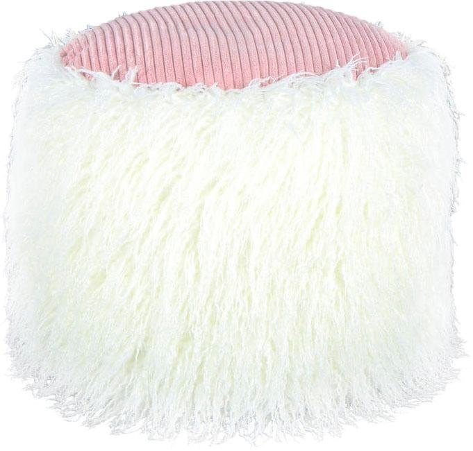 Kayoom Pouf »Fellpouf Bobtail 125, Fellhocker in zweifarbigem Design«, (1 St.), modern, dekorativ, kindersicherer Reißverschluss an der Unterseite