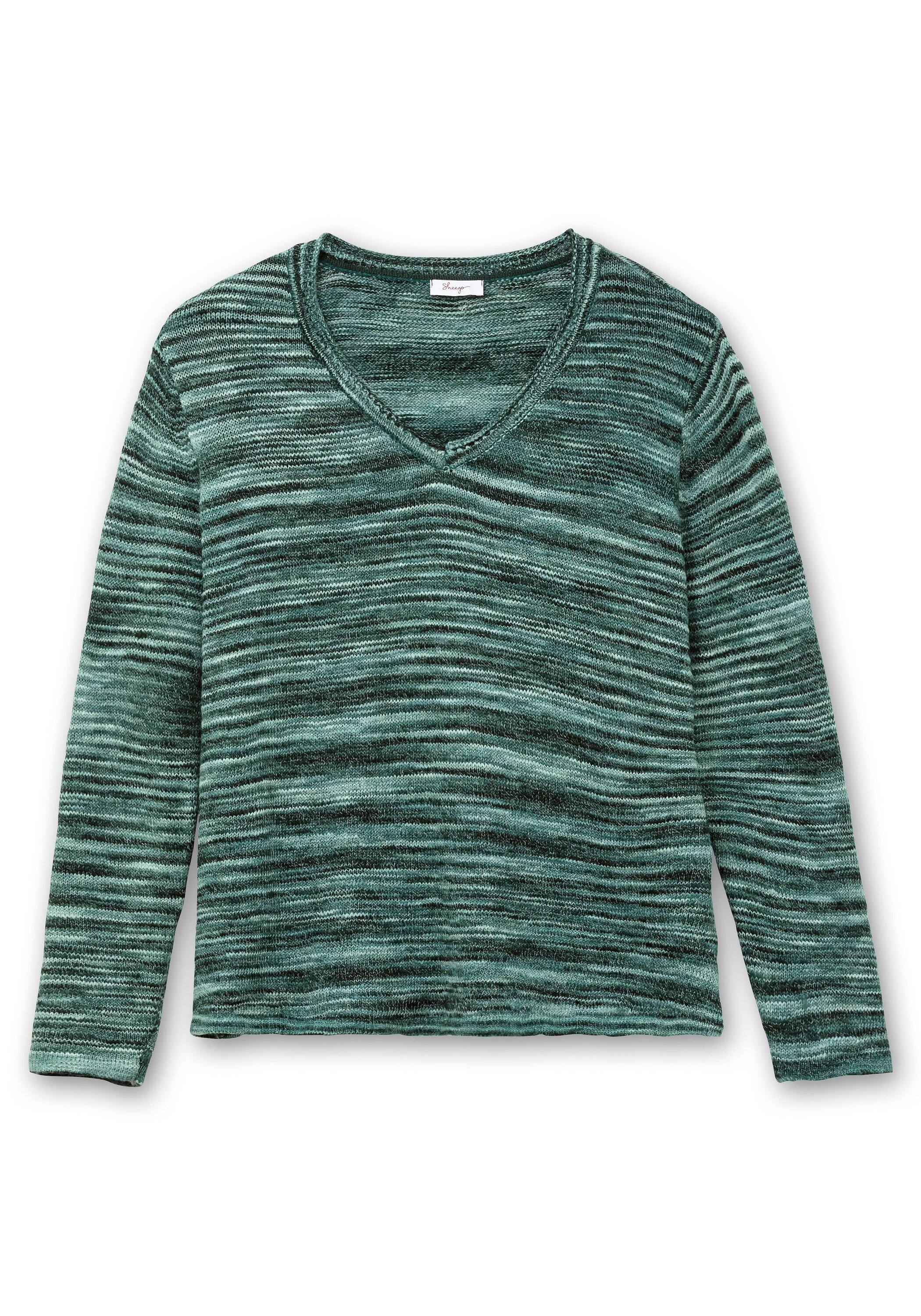 Sheego V-Ausschnitt-Pullover »Pullover in Flammgarn-Struktur«, in Flammgarn-Struktur