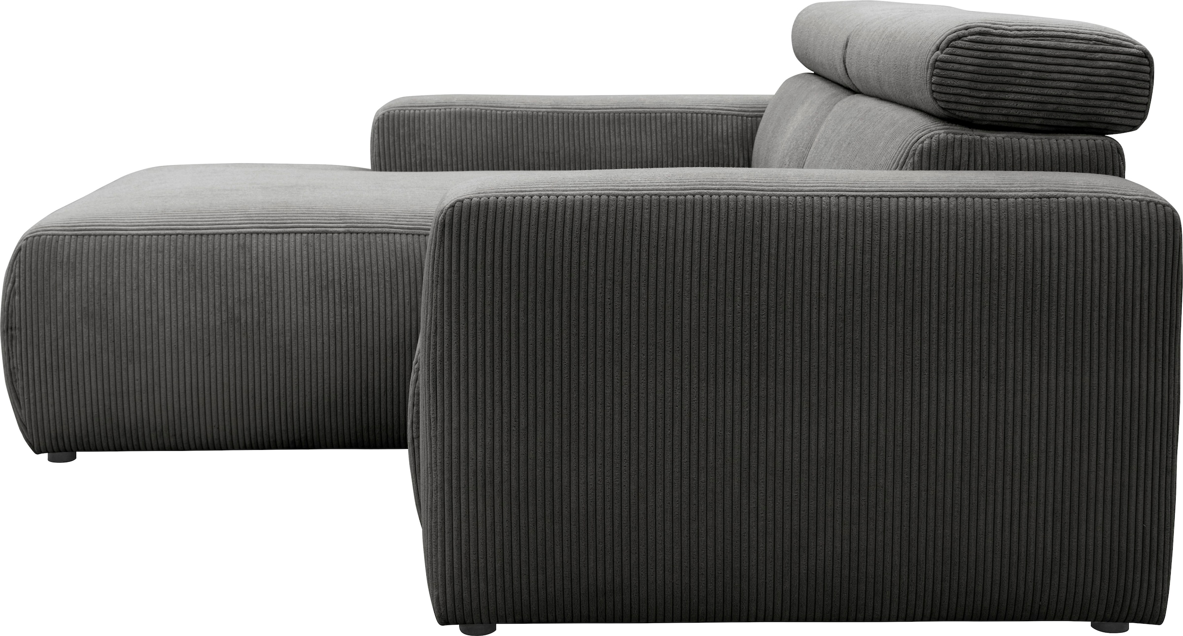 DOMO collection Ecksofa »Brandon B/T: 214/175 cm, belastbar bis 140kg/ Sitz, L-Form«, Cord, grau
