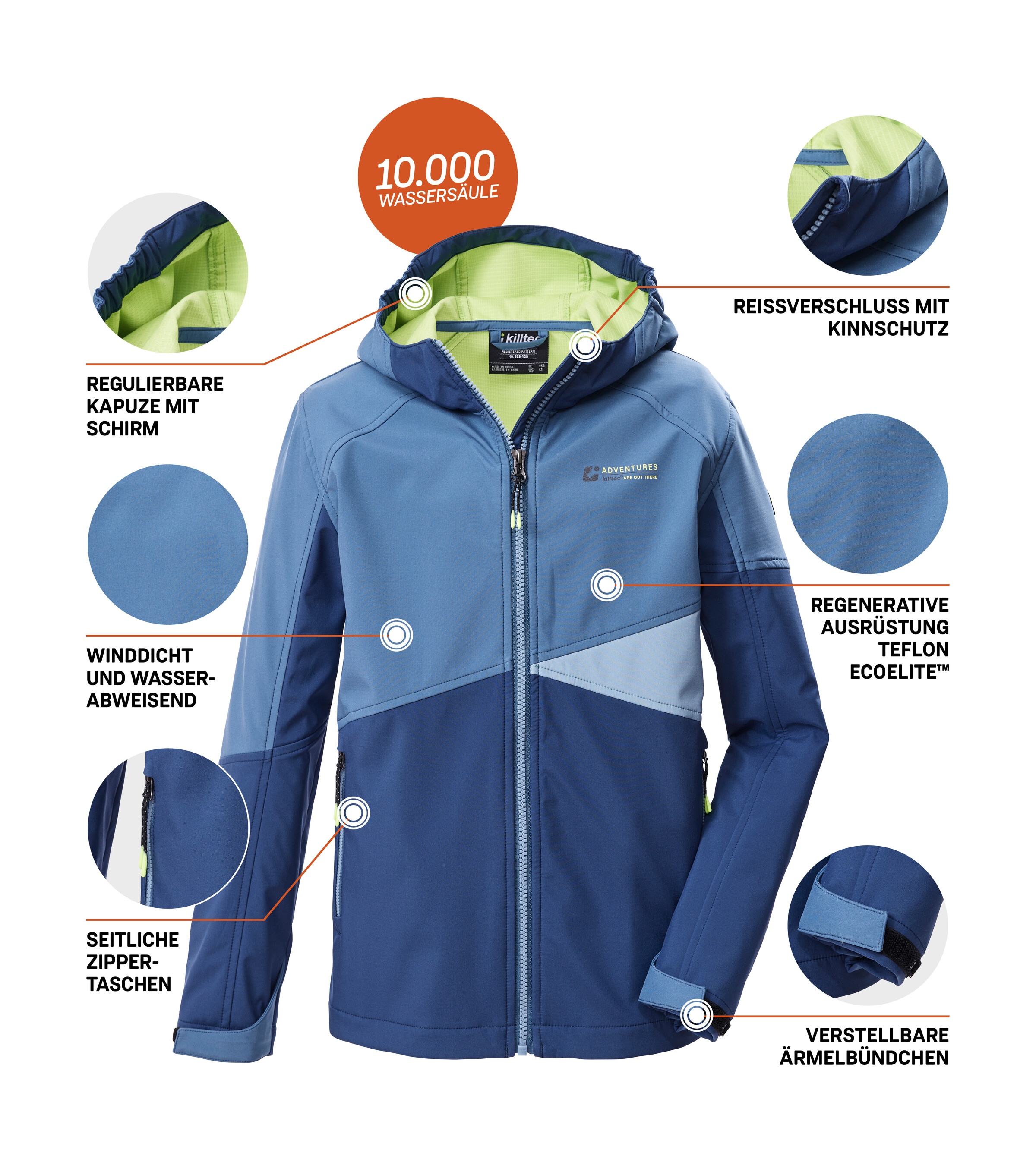 Killtec Softshelljacke »KOS 142 BYS SFTSHLL JCKT« Wind- und wasserabweisende Kinderjacke, Colourblock-Design