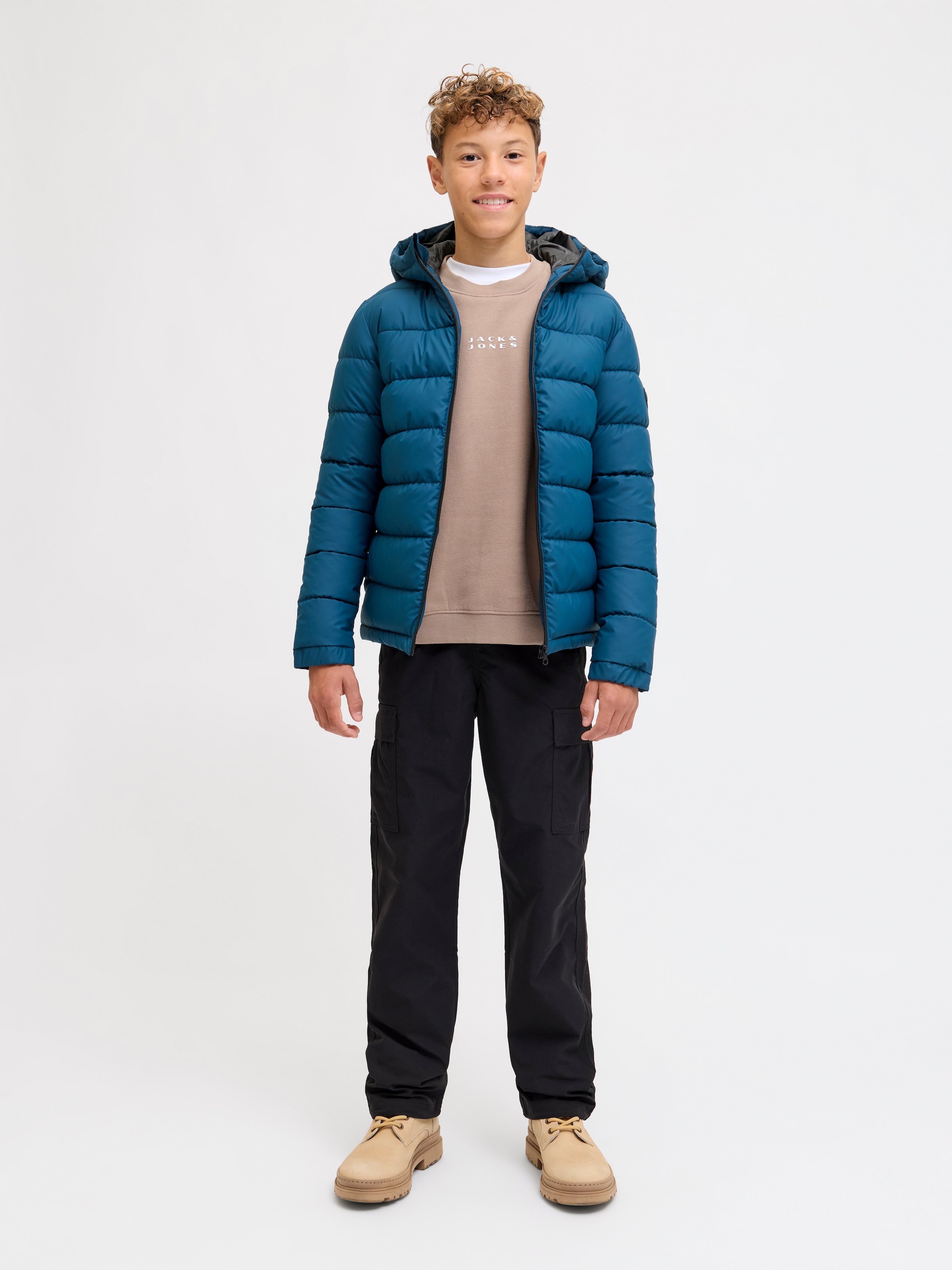 Jack & Jones Junior Steppjacke »JCOPOINT PU PUFFER JACKET BF JNR« mit Kapuze
