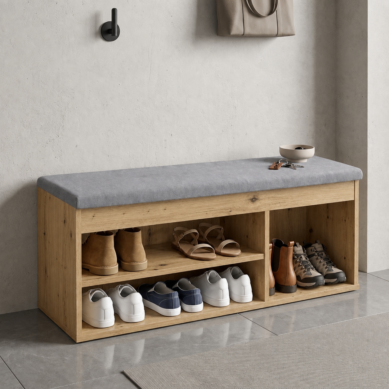 OTTO home Schuhbank »Schuchschrank 100,  Schuhregal, Schuhtruhe, Schuhkommode, Sitzbank« Inkl. bequemem Sitzkissen mit Stauraum darunter