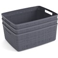 Curver Aufbewahrungsbox, (Set, 3 St.), multifunktional, mit Tragegriff, einzigartige Optik und Haptik, stapelbar, aus 100% Recyclingmaterial, Inhalt 12 Liter