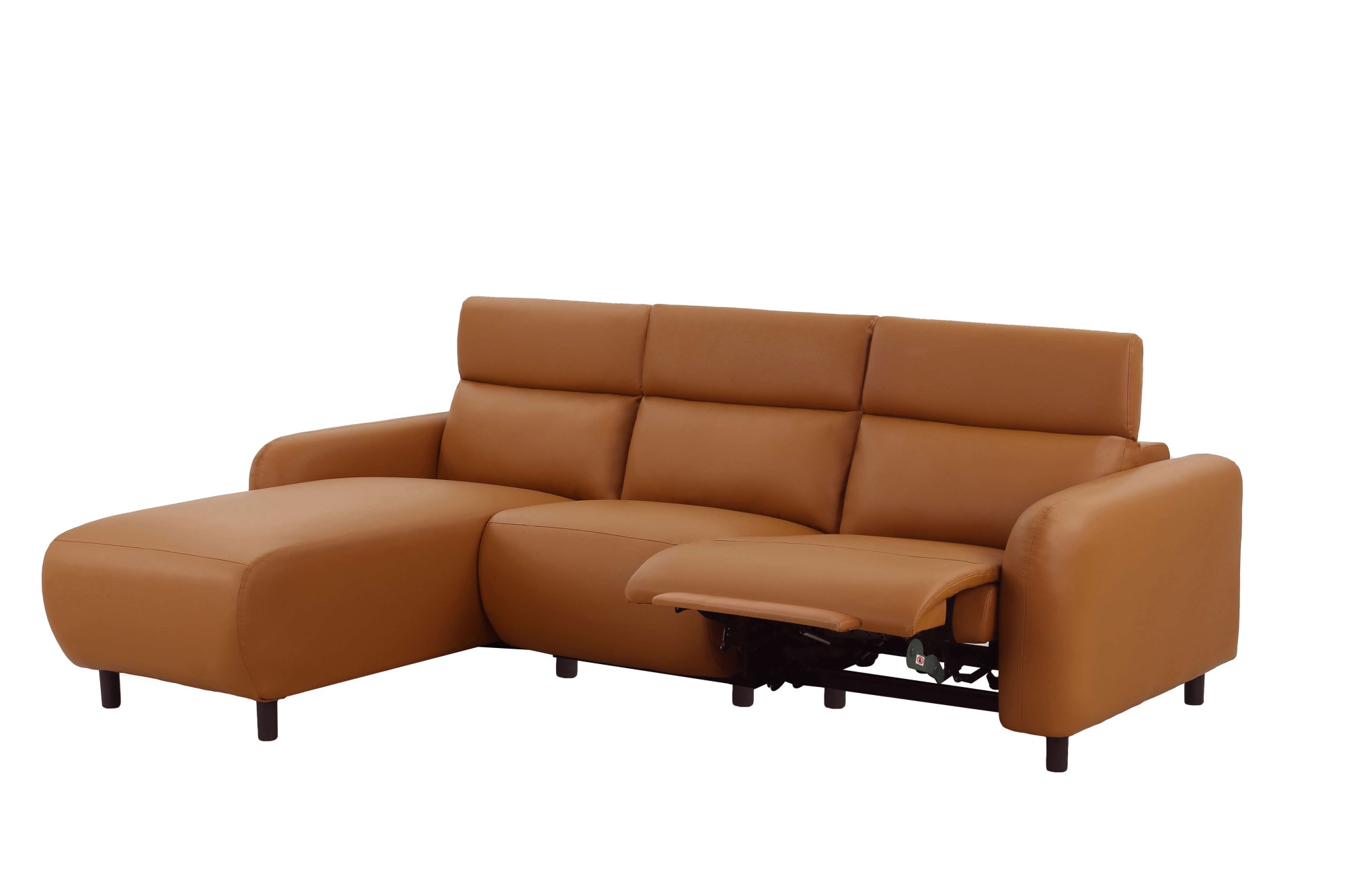 Home affaire Ecksofa »SKAANE Lederoptik, L-Form, 274 cm, manuelle u. elektrische Funktion,«, rundes Design, Kopfteilverstellung, Federkernpolsterung