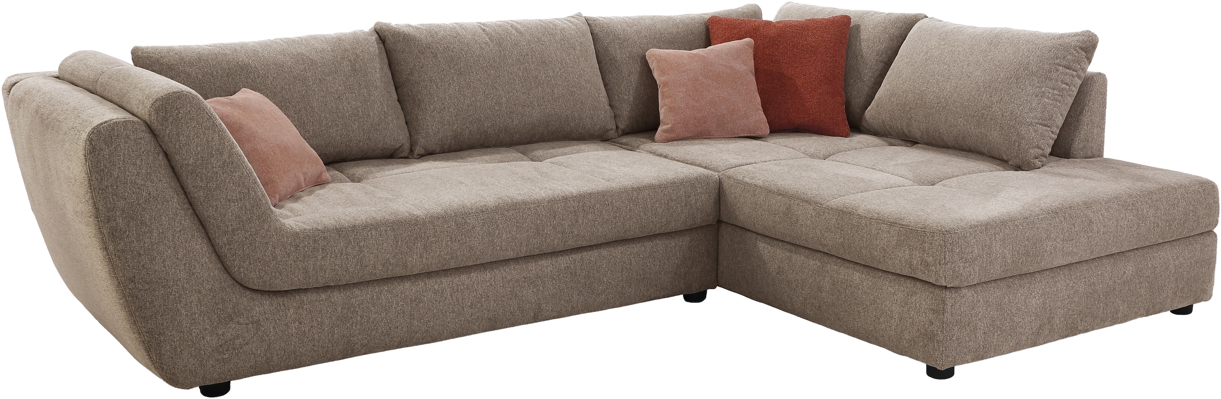 Jockenhöfer Gruppe Ecksofa »Rascasse, L-Form, Rampenotik im modernen Design«, alle Kissen inklusive, rechts oder links montierbar, XXL-Breite: 322cm