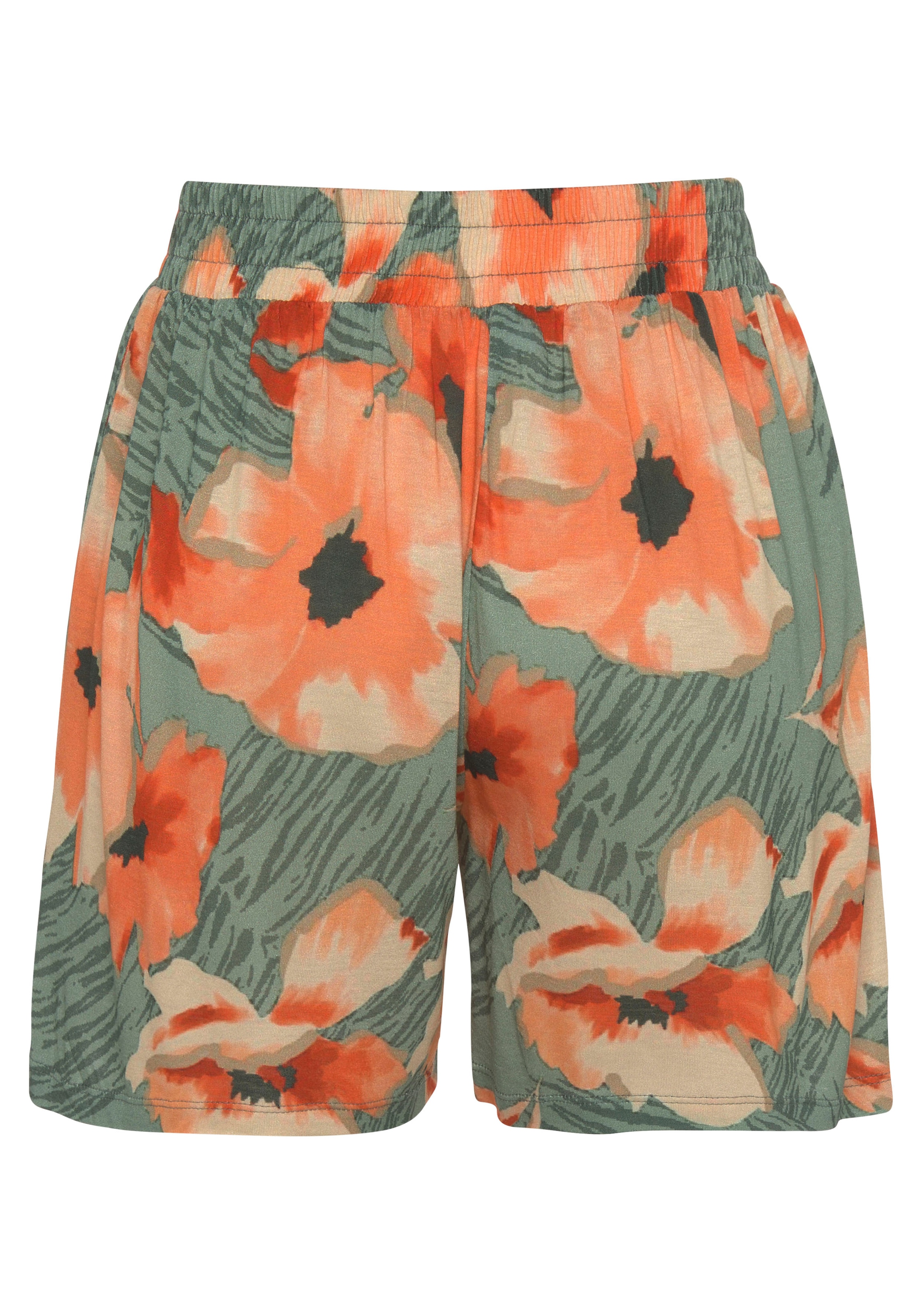 LASCANA Shorts, aus Viskosejersey mit Alloverdruck und Taschen, kurze Hose, sommerlich