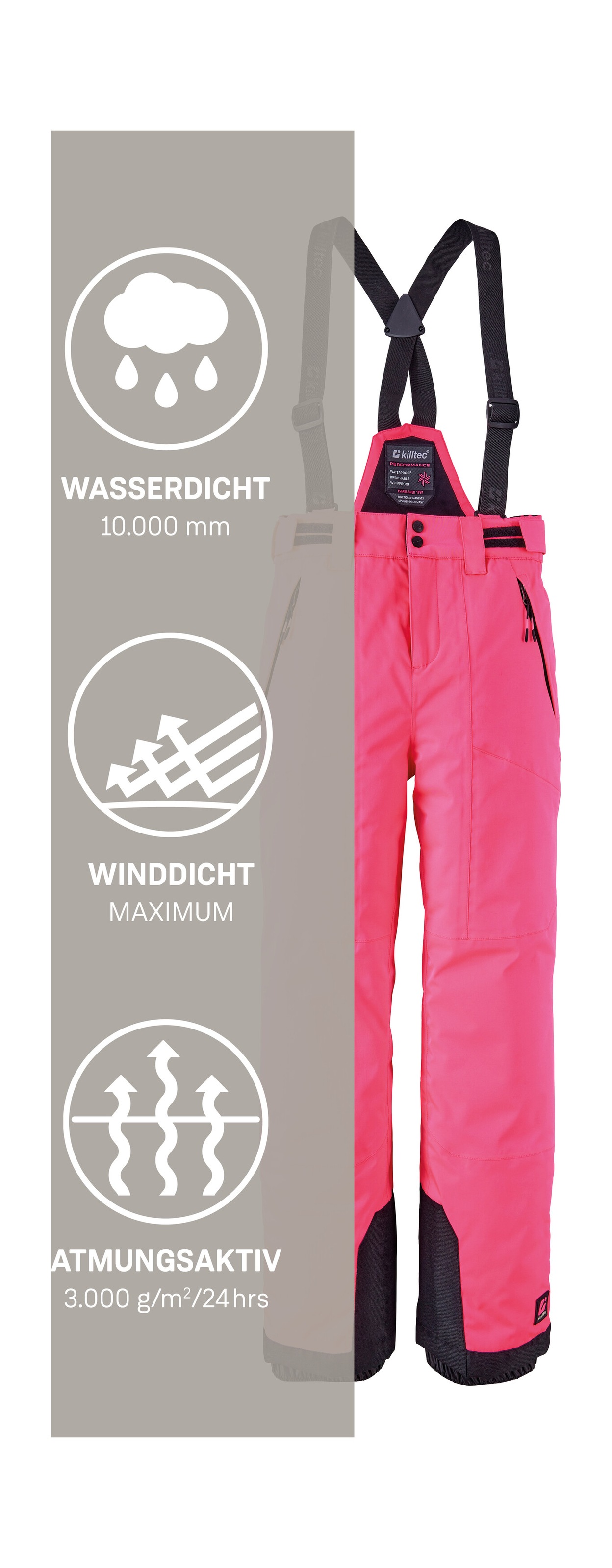 Killtec Skihose »Girls Skihose 242«  Wasserdicht, atmungsaktiv, abnehmbare Träger, rutschfester Schneefang