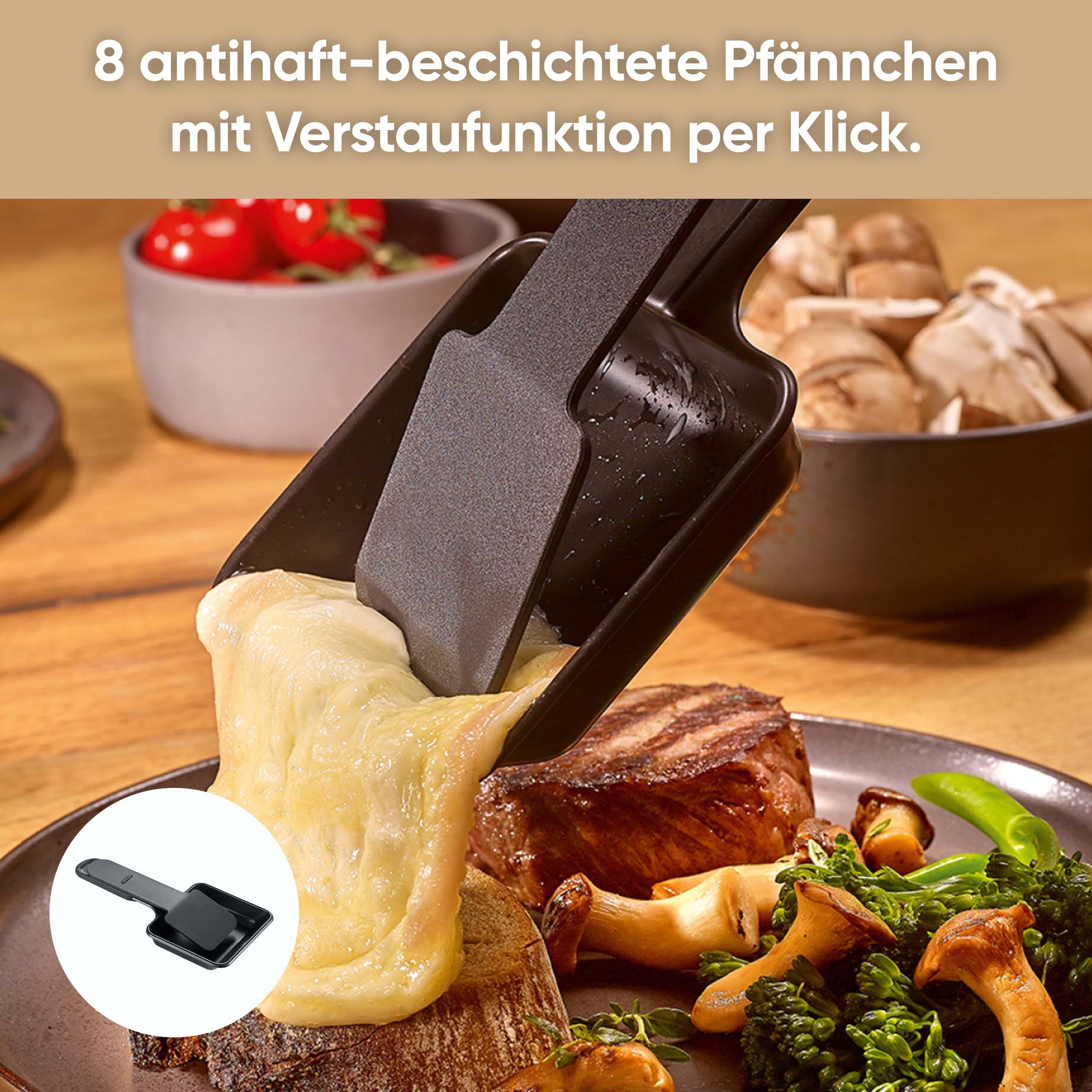 Severin Raclette »Black Line Lite RG 2365« 8 Stk. Raclettepfännchen 1.400 W Raclette-Grill