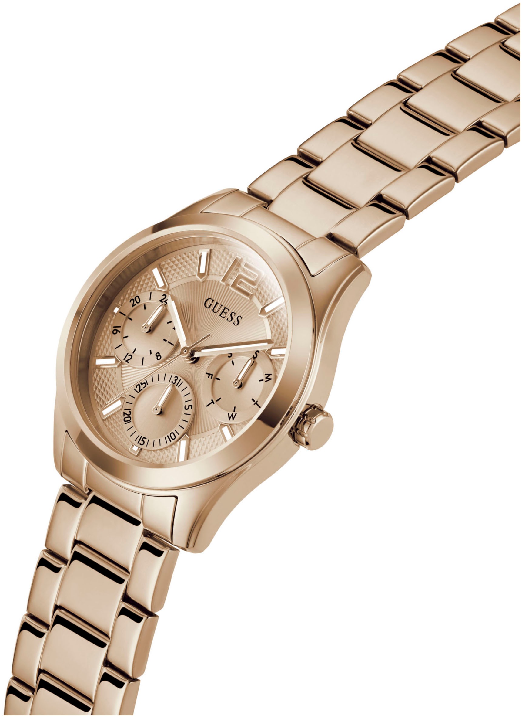 Guess Multifunktionsuhr »ZOE«, Quarzuhr, Armbanduhr, Damenuhr, Datum, 12/24-Std.-Anzeige