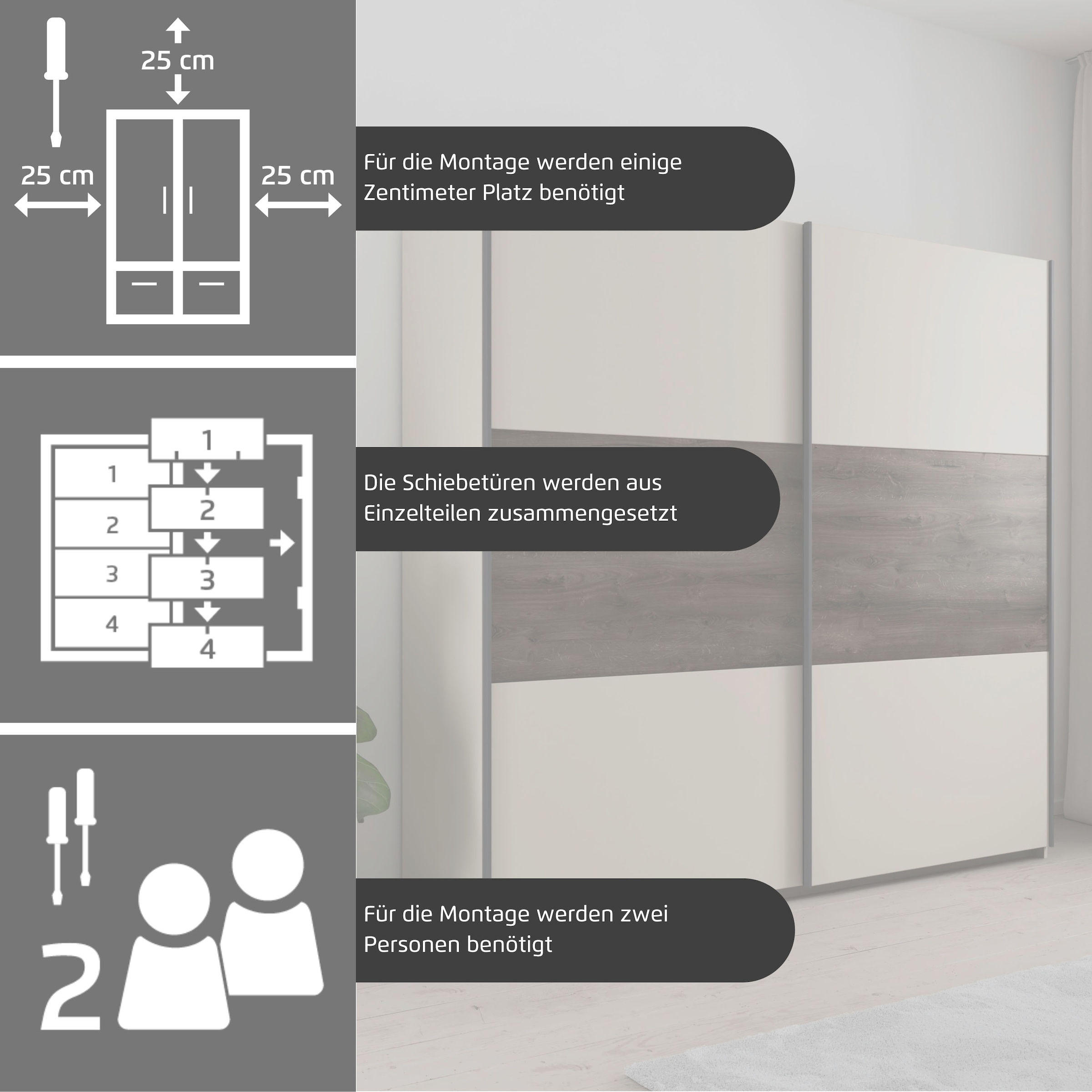 rauch Schwebetürenschrank »Kleiderschrank Schrank Garderobe Schlafzimmerschrank SAJO« in 2 Breiten (218, 261 cm) optional mit Spiegel MADE IN GERMANY