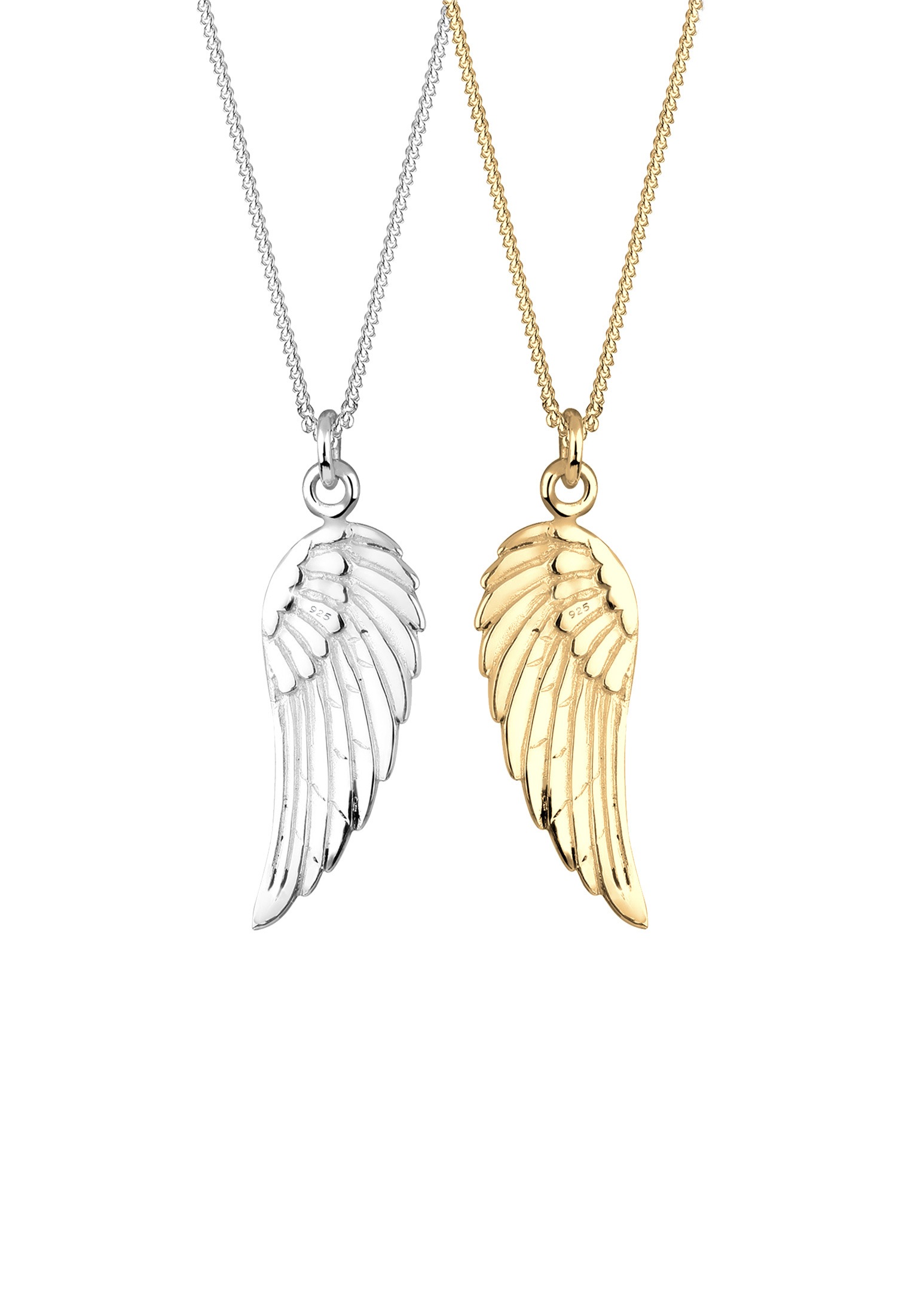 Elli Ketten-Set »Halskette Flügel Partnerkette Bicolor 925 Sterling Silber vergoldet«