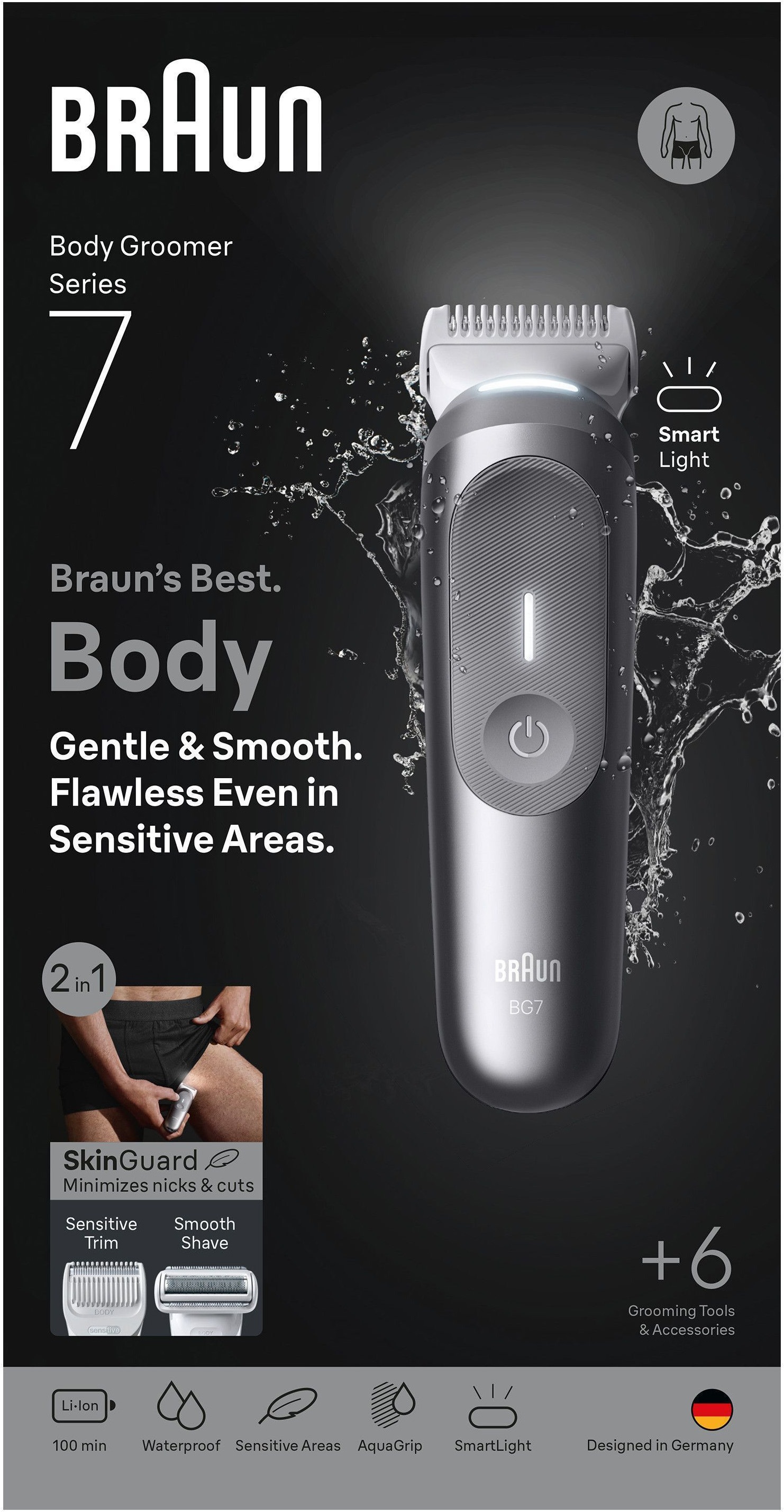 Braun Haarschneider »Body Groomer BG7550« mit Smartlight & SkinGuard, 100 Min Akku, wasserdicht