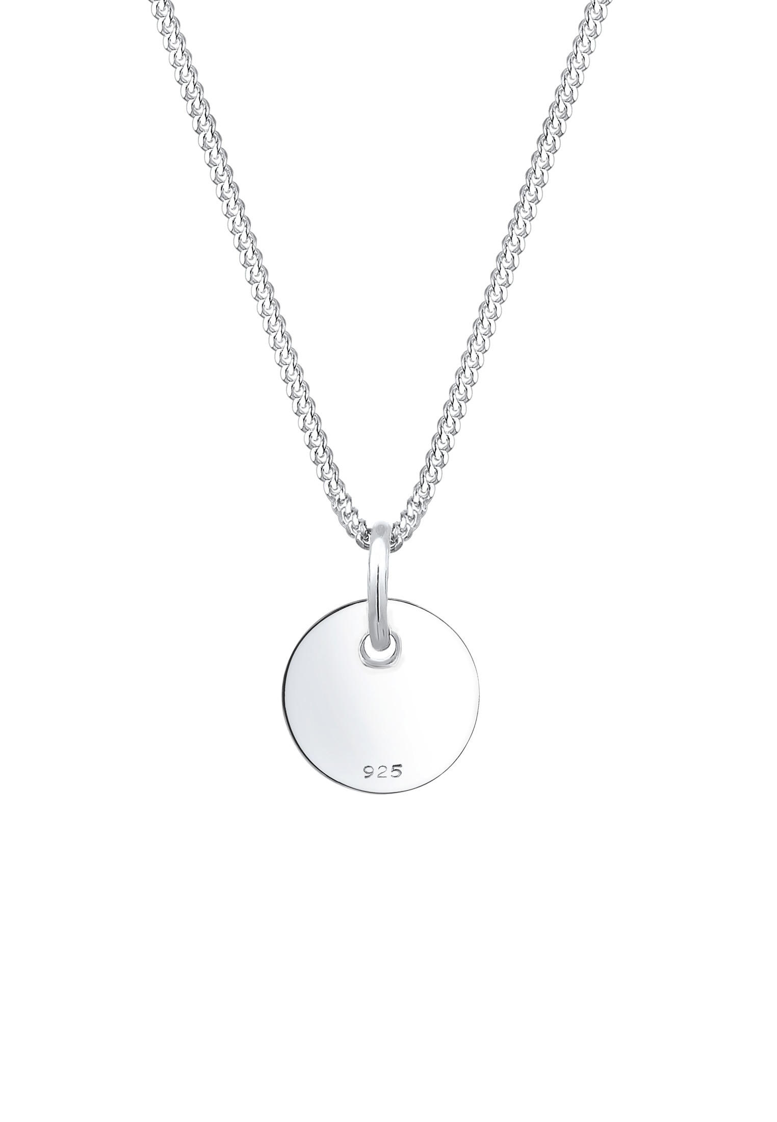 Elli Kette mit Anhänger »Halskette Panzerkette mit Kreis Rund Plättchen 925 Silber«