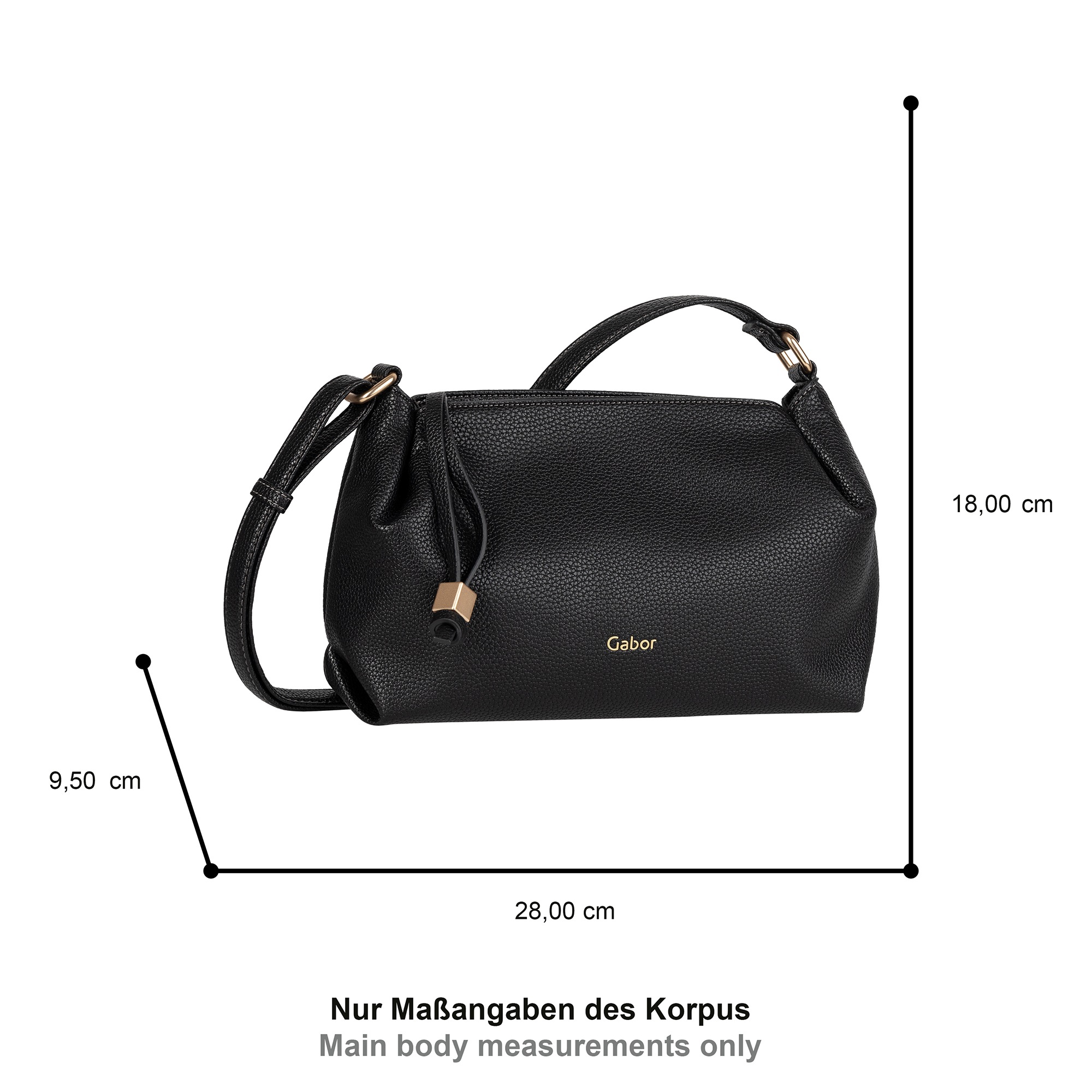 Gabor Umhängetasche »Telia«, dezente Falten, eleganter Reißverschlusszipper mit goldenem Zierkubus