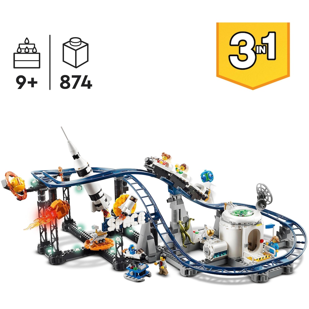 LEGO® Konstruktionsspielsteine »Weltraum-Achterbahn (31142), LEGO® Creator 3in1«, (874 St.)
