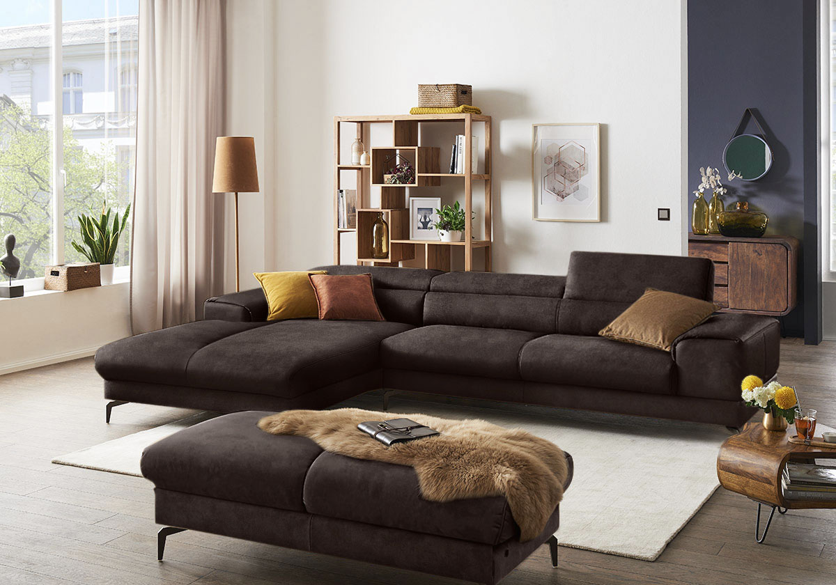 Ecksofa »piedroo«, Kopfteilverstellung, wahlweise mit Sitztiefenverstellung, Breite 343cm