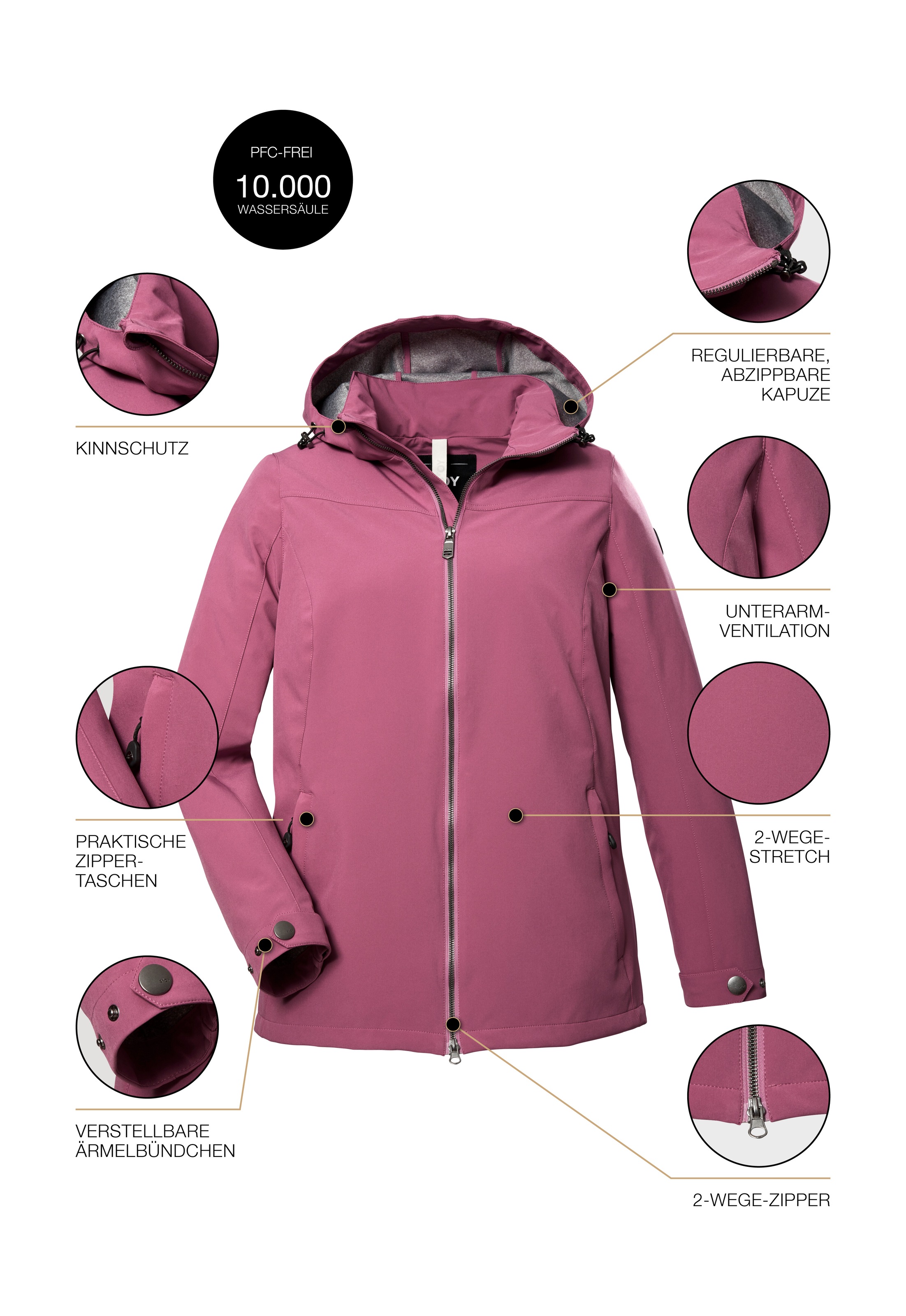 STOY Softshelljacke »STS 1 WMN SFTSHLL JCKT«, Damen Softshelljacke: wasserabweisend, atmungsaktiv, umweltfreundlich