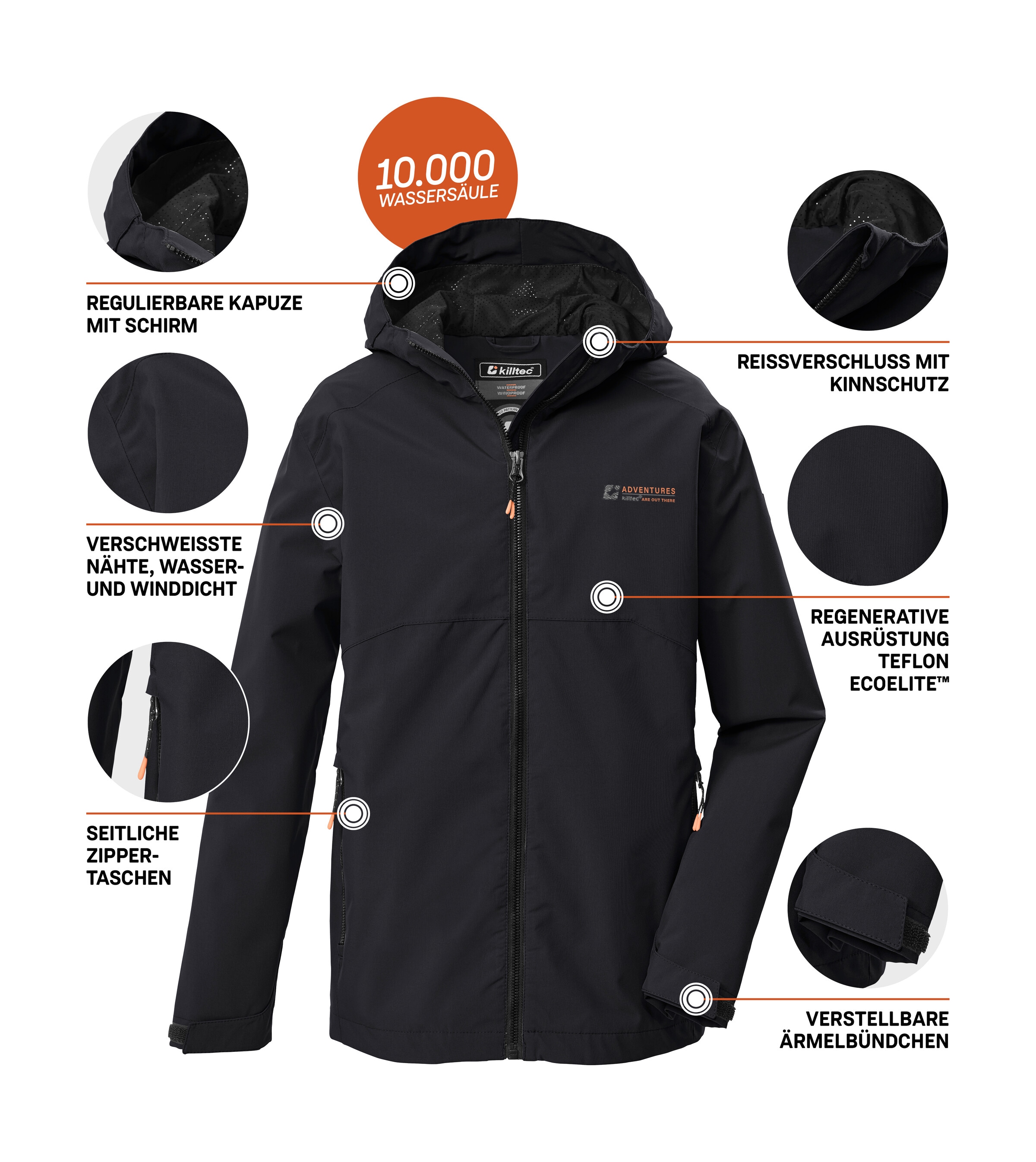 Killtec Funktionsjacke »KOS 146 BYS JCKT« Wind- und wasserdichte Kids Funktionsjacke mit Reflektoren